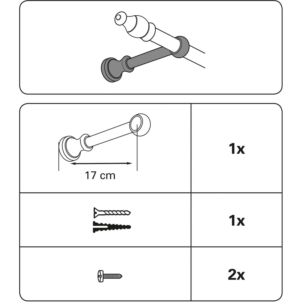 GARDINIA Gardinenstangenhalter »Träger geschlossen für Ø 28 mm«, (1 St.)