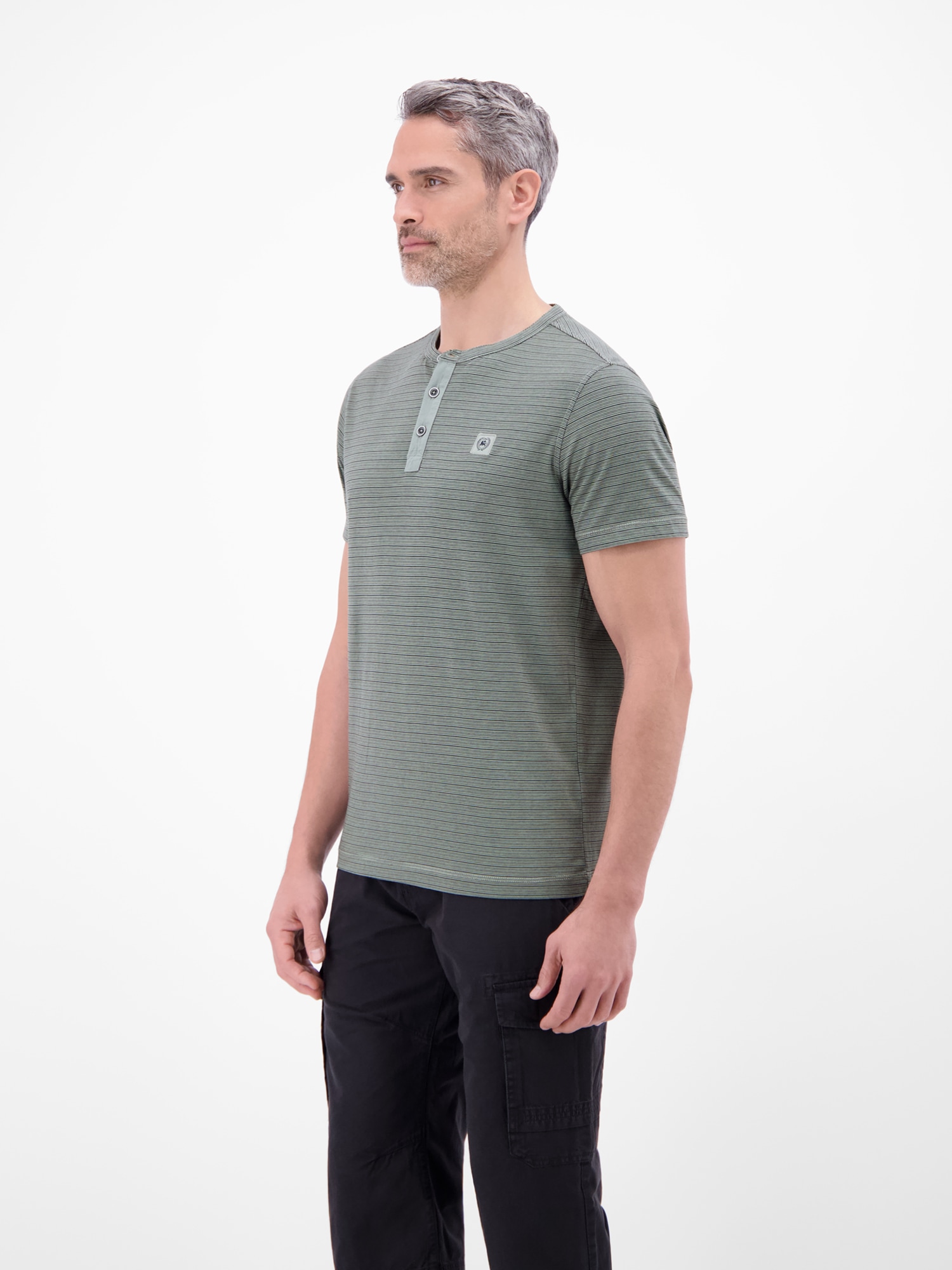 LERROS Kurzarmshirt mit Serafino-Kragen