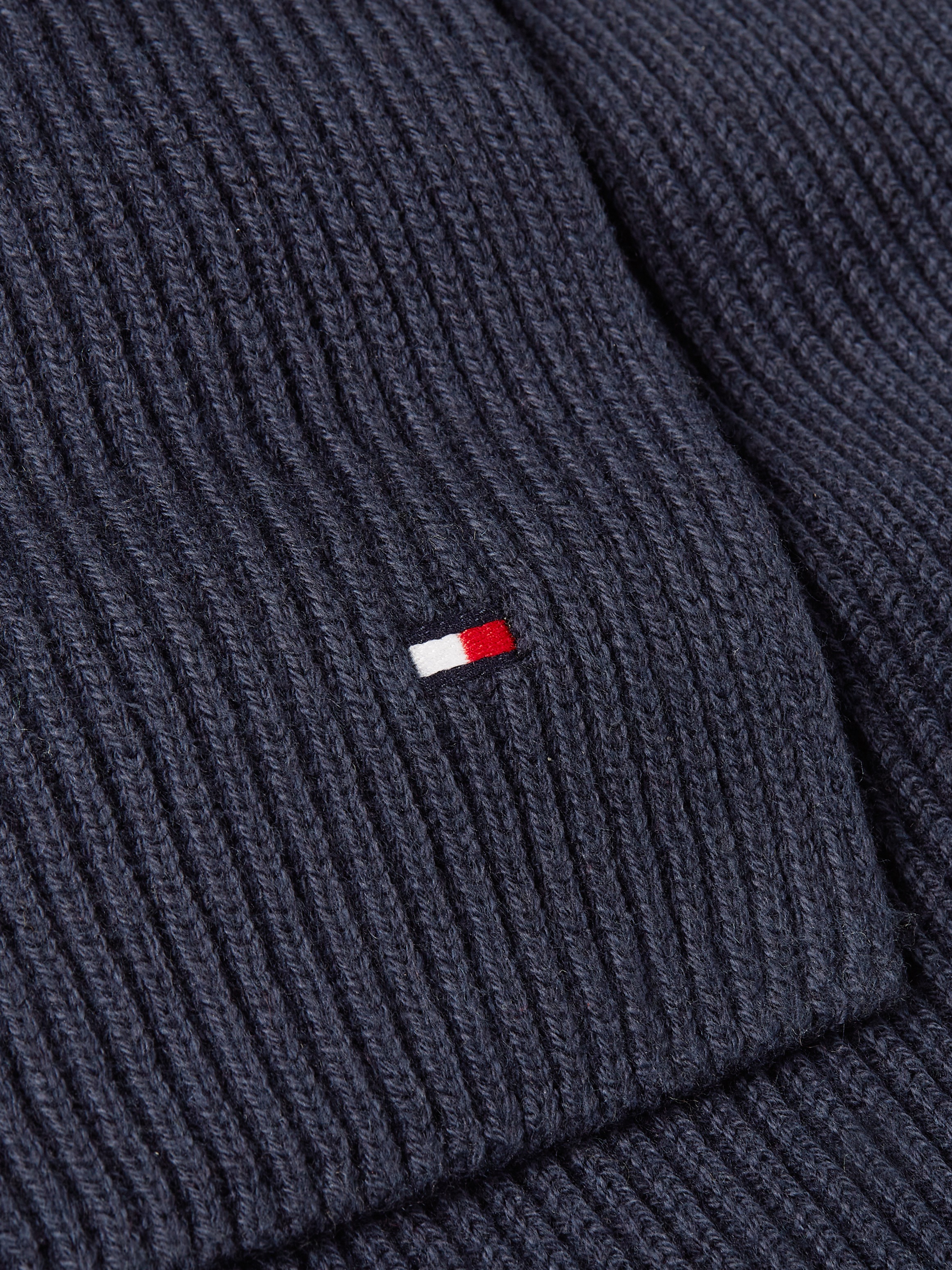 Tommy Hilfiger Strickschal »TH FLAG PIMA COTTON CASH SCARF« mit Logostickerei, mit Kaschmiranteil Unisex