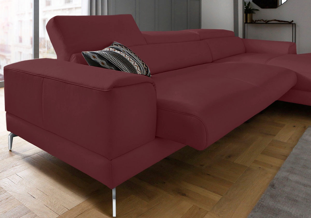 W.SCHILLIG Ecksofa »piedroo, Designsofa mit tollem Sitzkomfort, elegant und bequem, L-Form«, Kopfteilverstellung, wahlweise mit Sitztiefenverstellung, Breite 343cm