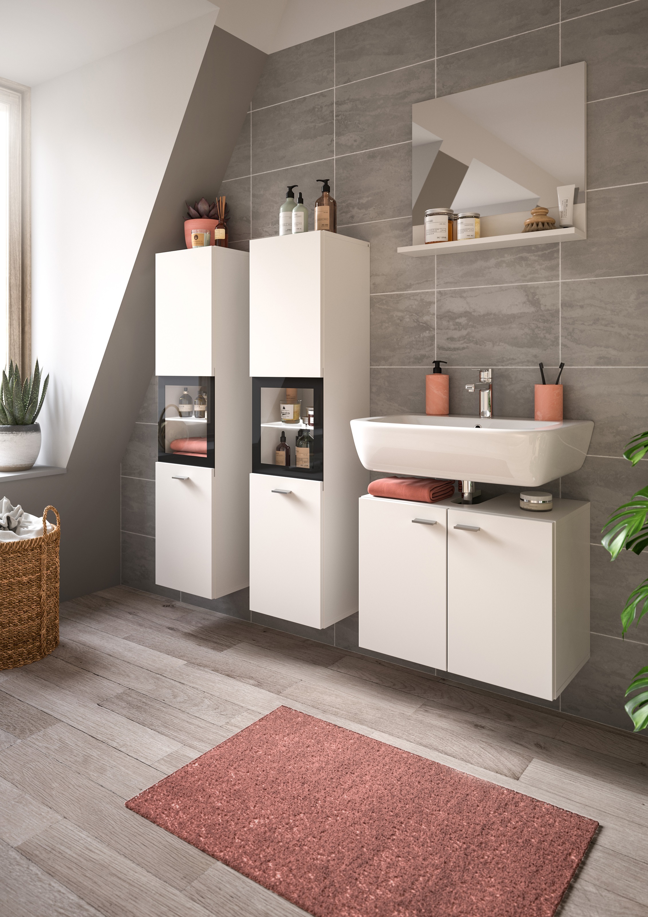 welltime Badmöbel-Set »Tampa, Breite 137cm, 4-teilig«, (4 St.), Waschbecken günstig online kaufen