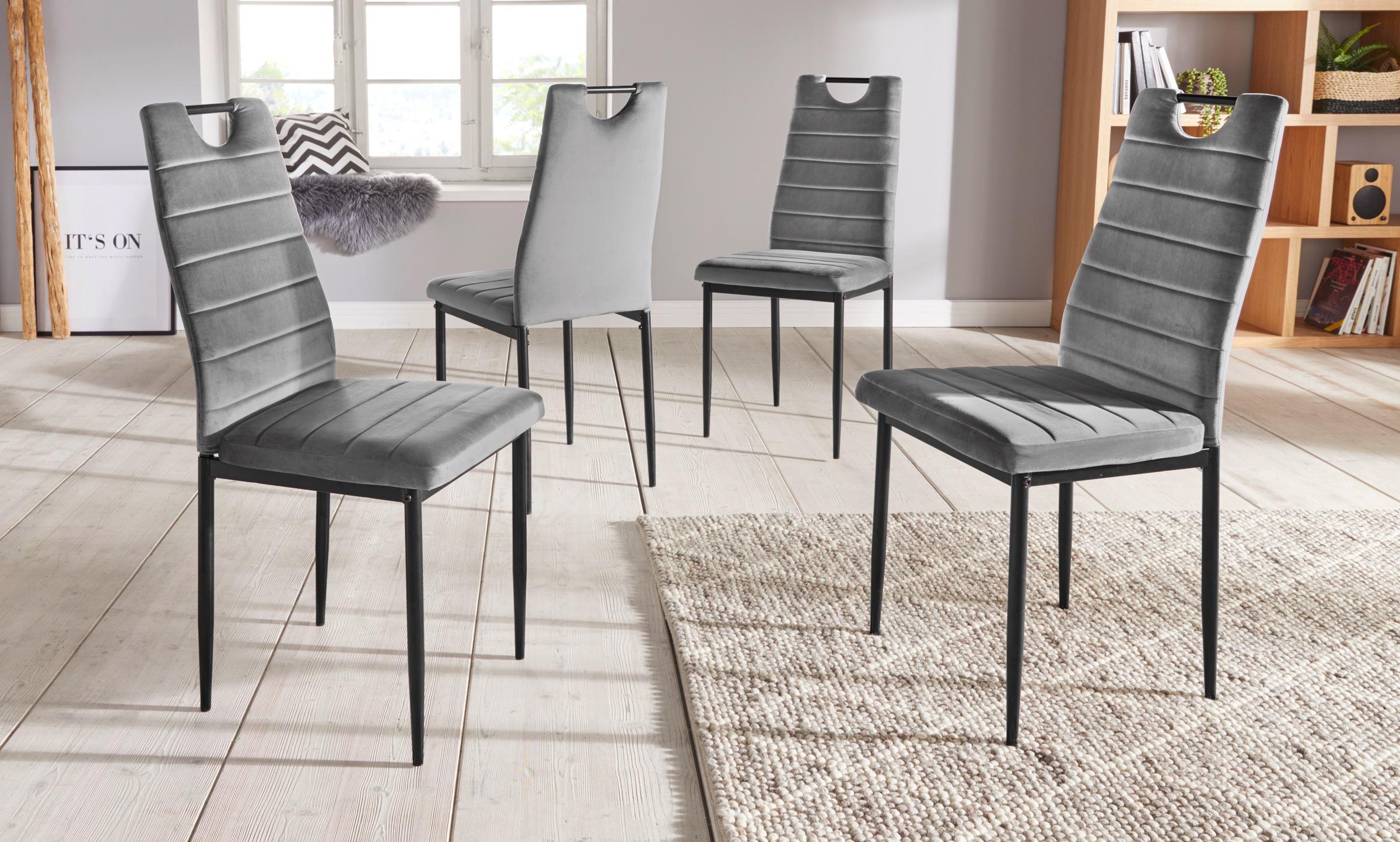 Schwarze Esszimmerstühle & Küchenstühle gepolstert günstig