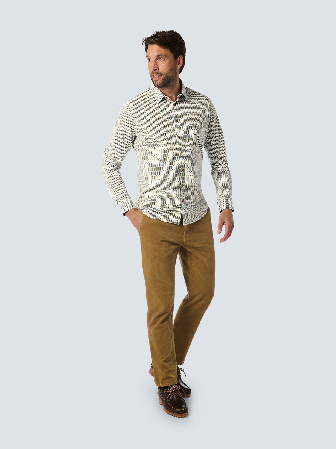 NO EXCESS Langarmhemd »No Excess Stilvolles Winterhemd mit dynamischem Allover-Muster«