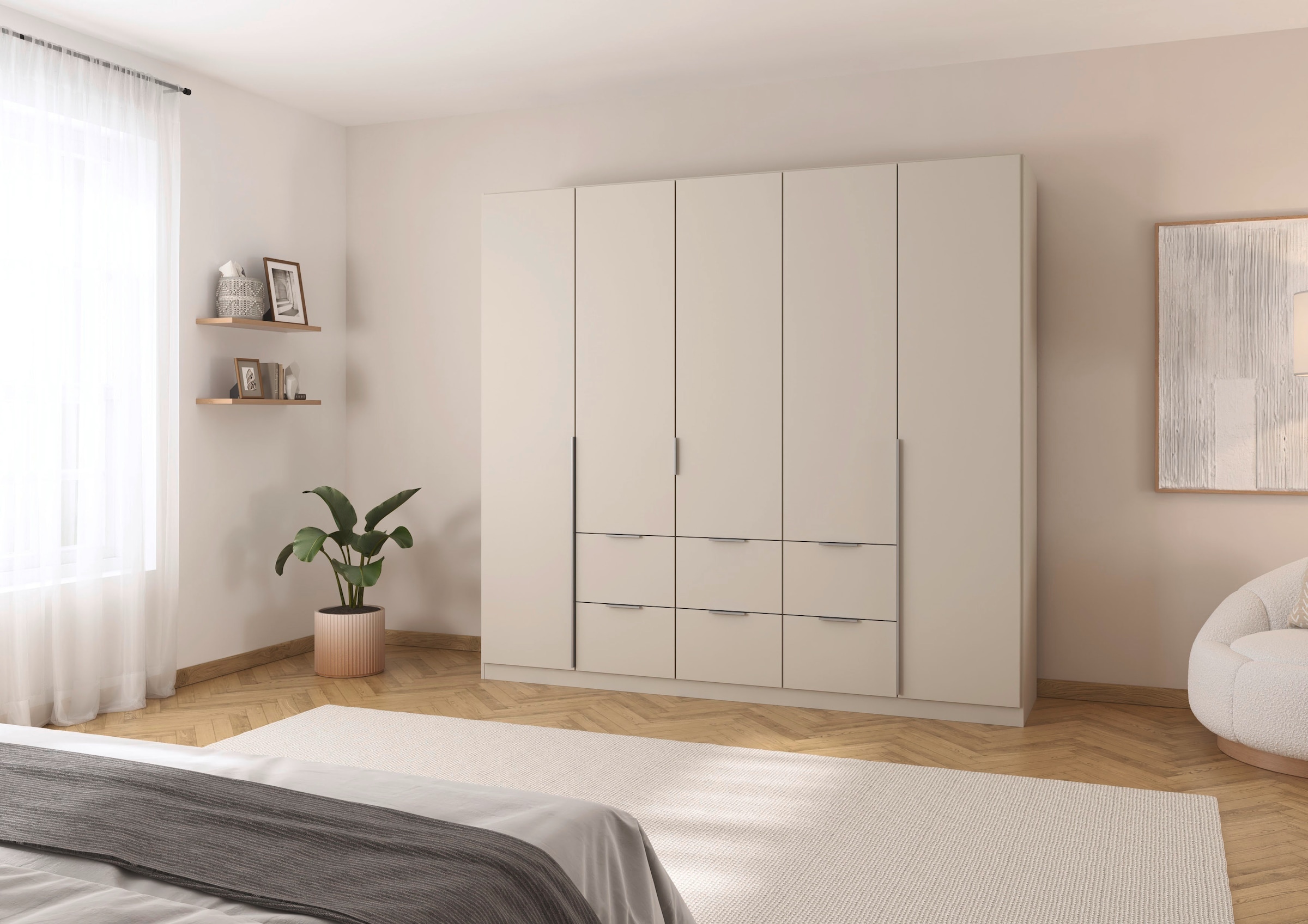 rauch Drehtürenschrank »Kleiderschrank Schrank Garderobe AGORDO mit Dekor- oder Hochglanzfront«, mit Außenschubkästen, in 6 Breiten und 2 Höhen MADE IN GERMANY