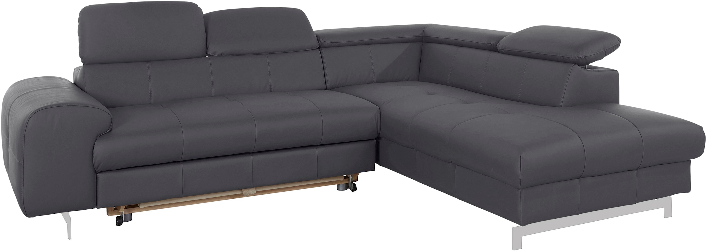 COTTA Ecksofa »Chef L-Form«, mit Kopfteilverstellung, edle Metallkufen, wahlweise mit Bettfunktion