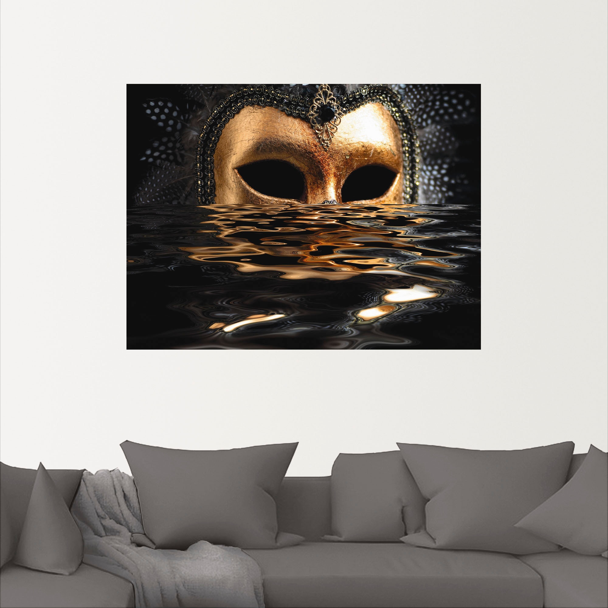 Artland Wandbild »Venezianische Maske mit Blattgold«, Karneval, (1 St.), als Alubild, Outdoorbild, Leinwandbild, Poster, Wandaufkleber