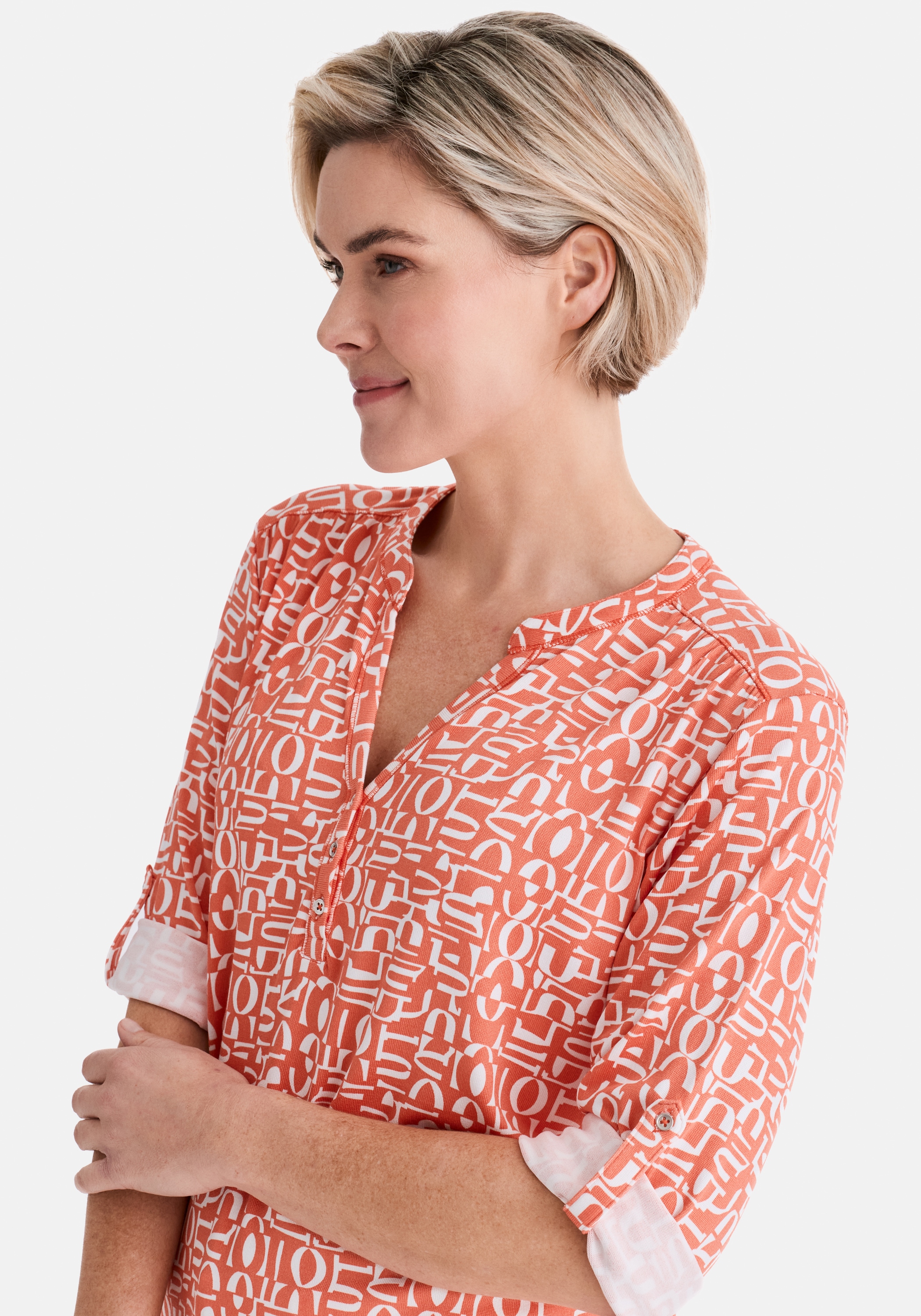 STOOKER WOMEN 3/4-Arm-Shirt »MARIE Print Shirt Bluse 3/4-Arm« Regular Fit Shirt Bluse Baumwolle Shirt Knopfleiste für Damen