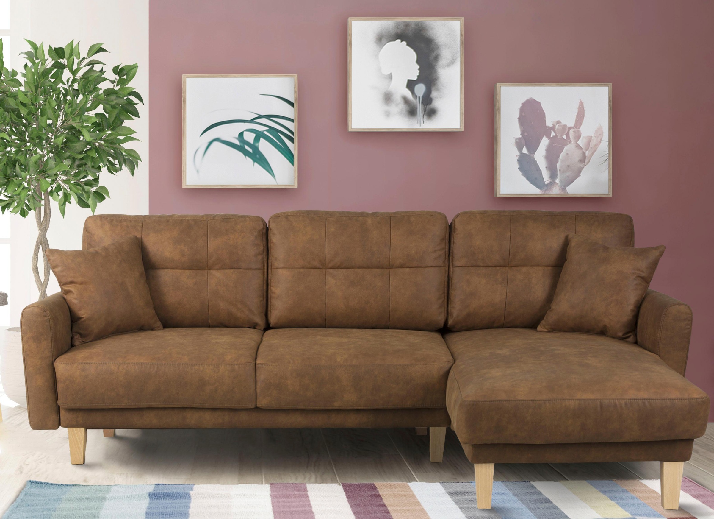 Home affaire Ecksofa »TRIPLO optionale Schlafsofa mit Bettkasten, Maße B/T/H: 234/164/89 cm«, L-Form wahlweise mit Bettfunktion - Liegefläche 132x210 cm