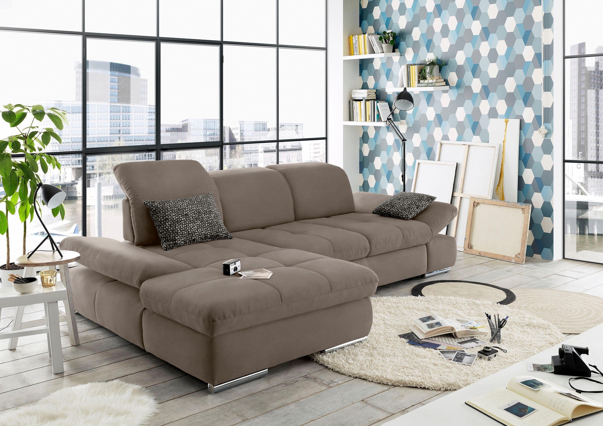 set one by Musterring Ecksofa »SO4100 V« mit verstellbaren Kopfteilen, wahl günstig online kaufen
