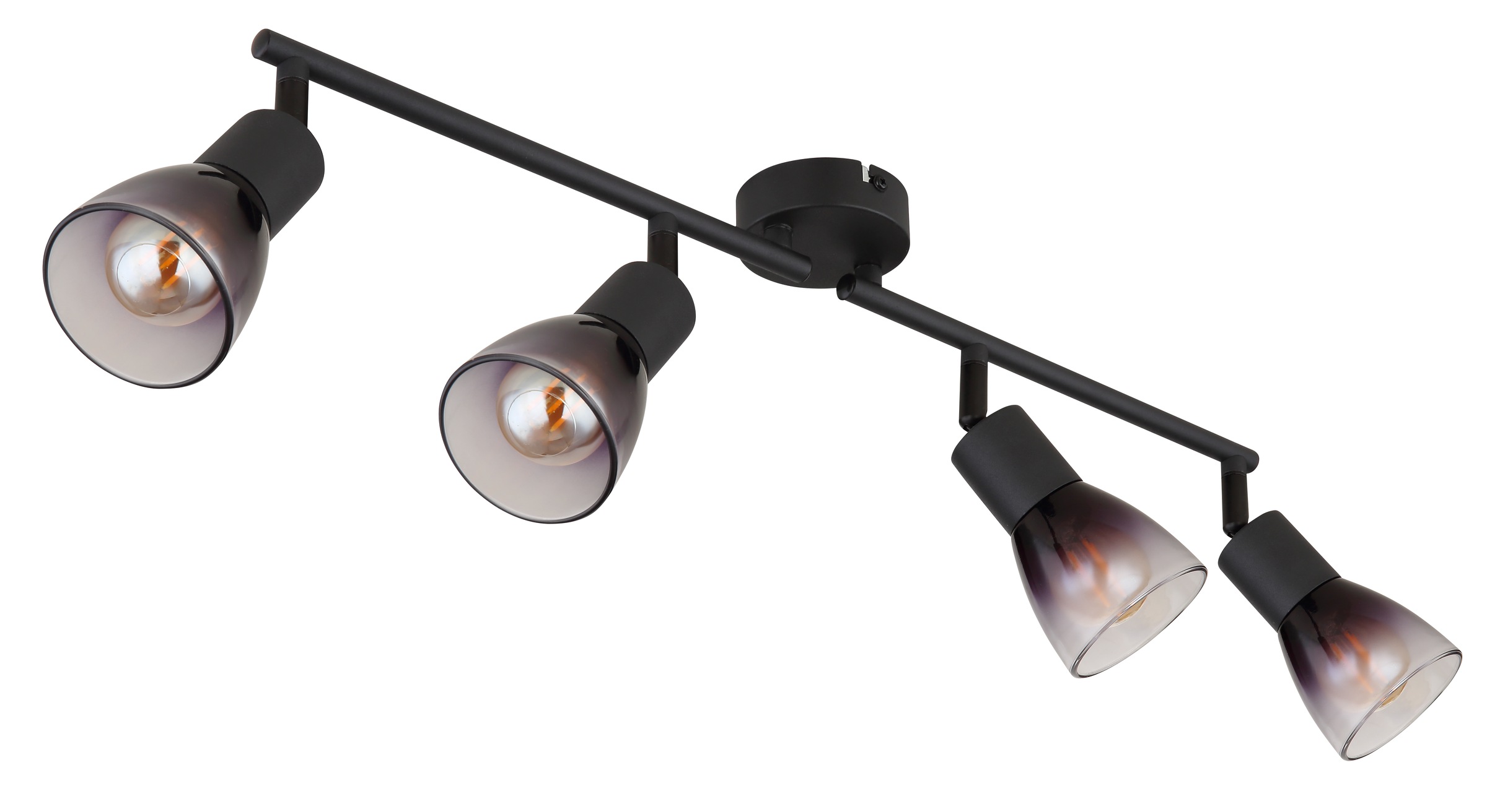 GLOBO LIGHTING Deckenstrahler »SATELLA«, Leuchtmittel E14 | ohne Leuchtmittel, Deckenspot/schwarz/Holz/Glas rauchfarben/Flur/Wohnzimmer