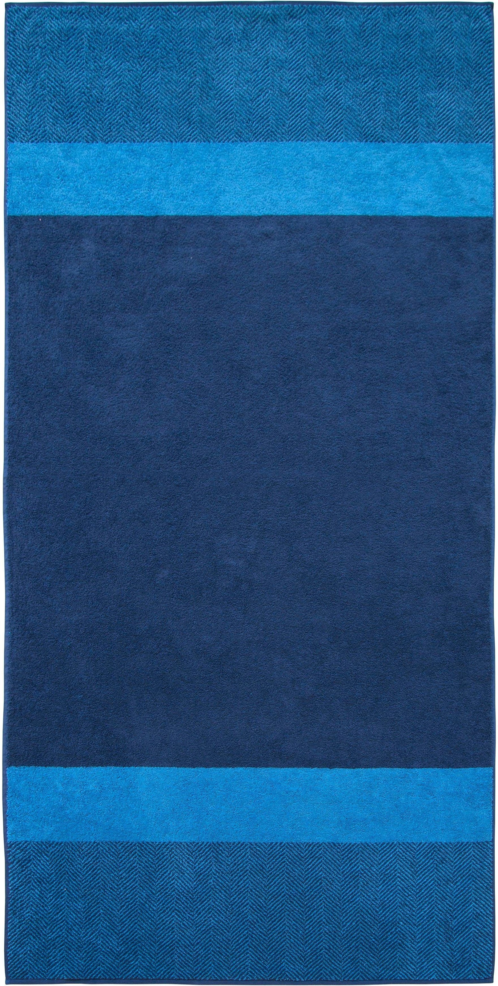 Saunatuch »Two-Tone Stripe« Made in Germany, aus 100% Baumwolle, trocknergeeignet blau Walkfrottee, Obermaterial: 100% Baumwolle B/L: 100cmx200cm, 1 