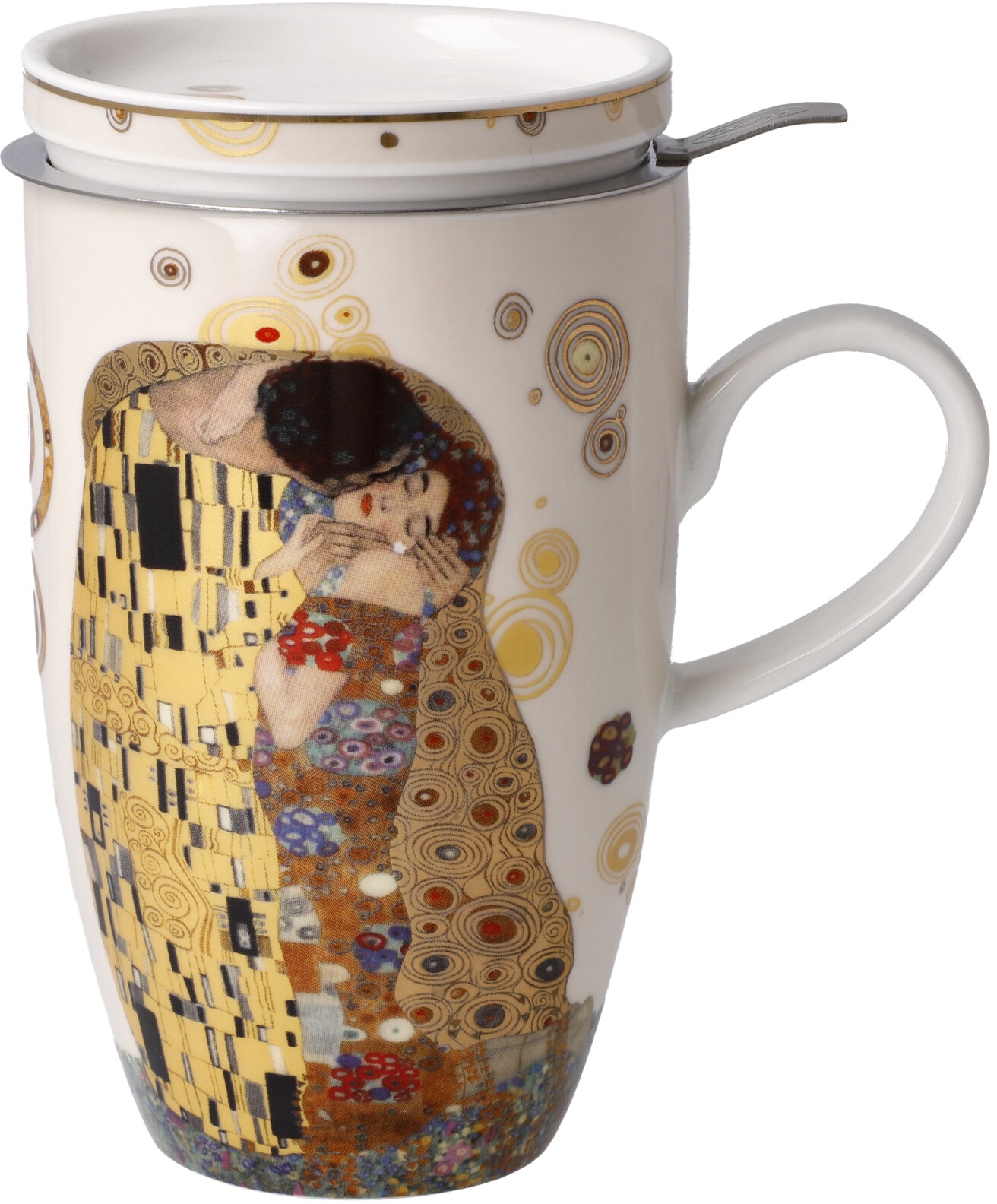 Tasse »Klimt«, Artis Orbis, Teetasse mit Deckel/Sieb, Metall, Gustav Klimt - Der Kuss