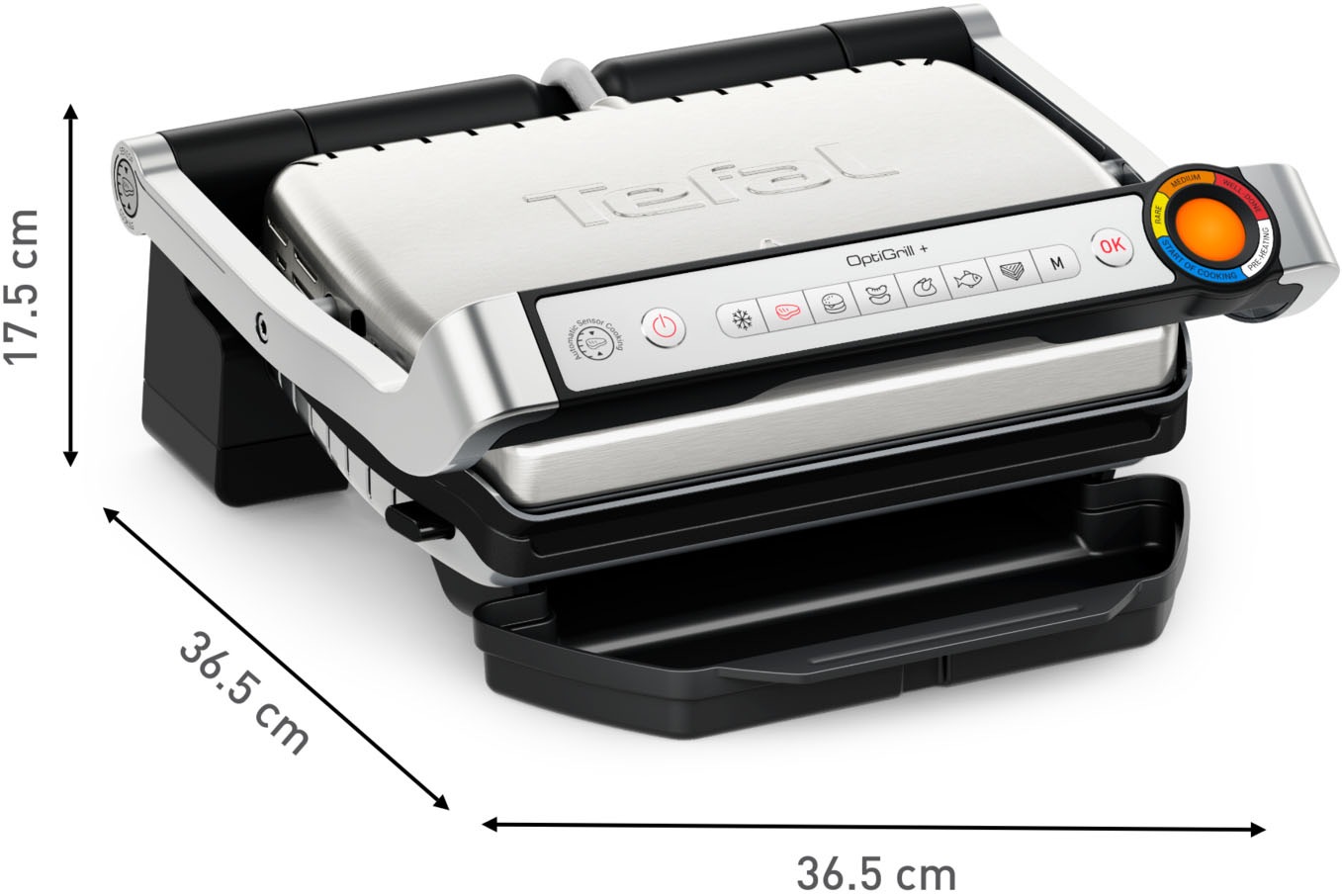 Tefal Kontaktgrill »OptiGrill+, erneuerte Kochstufenanzeige, 6 automatische Programme«, 2000 W, spülmaschinengeeignete Platten, mit Abschaltautomatik, GC717D