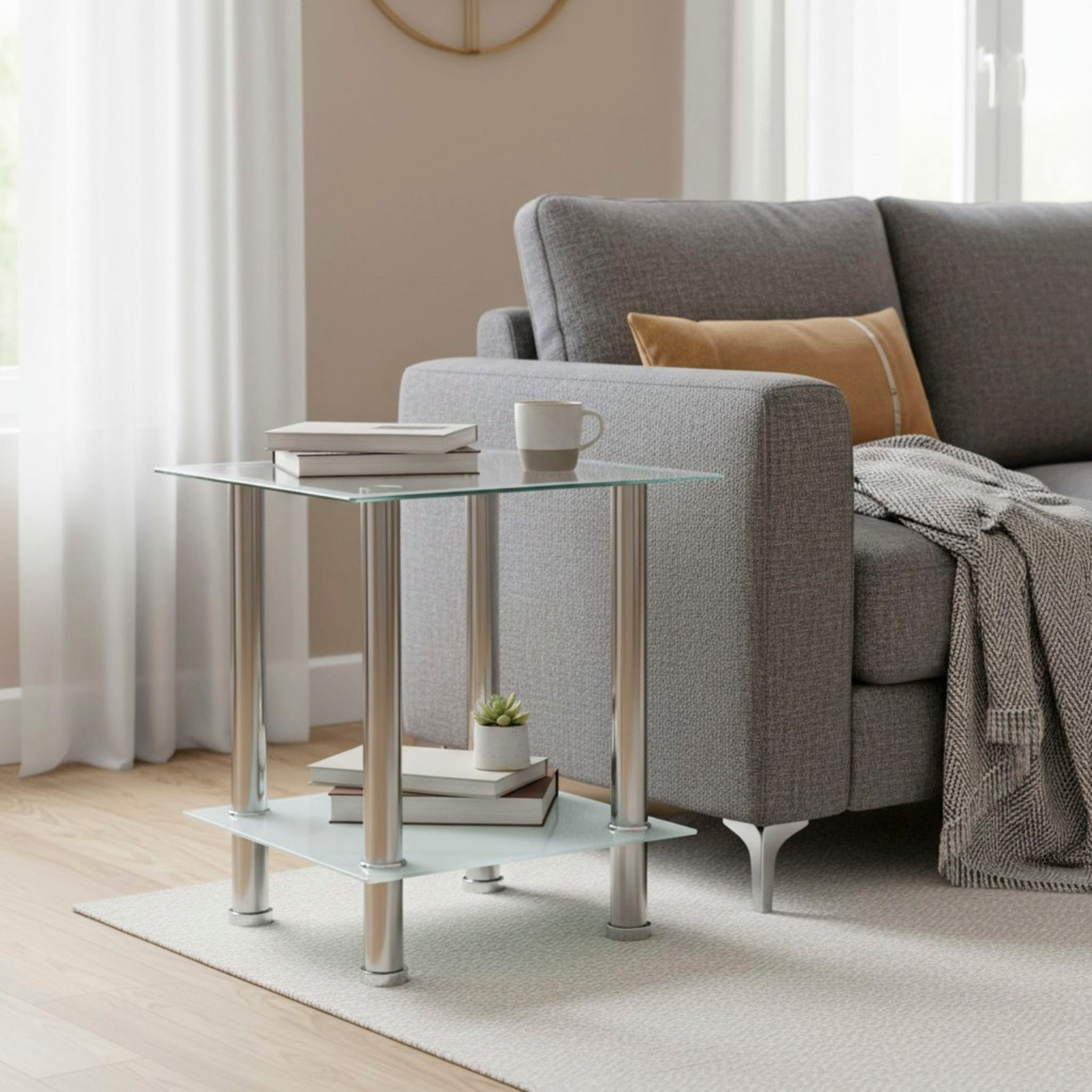 HAKU Beistelltisch »Sofatisch, Wohnzimmertisch« 1 Stk. tlg. quadratisch - aus Edelstahl Silber B/T/H 40/40/46 cm
