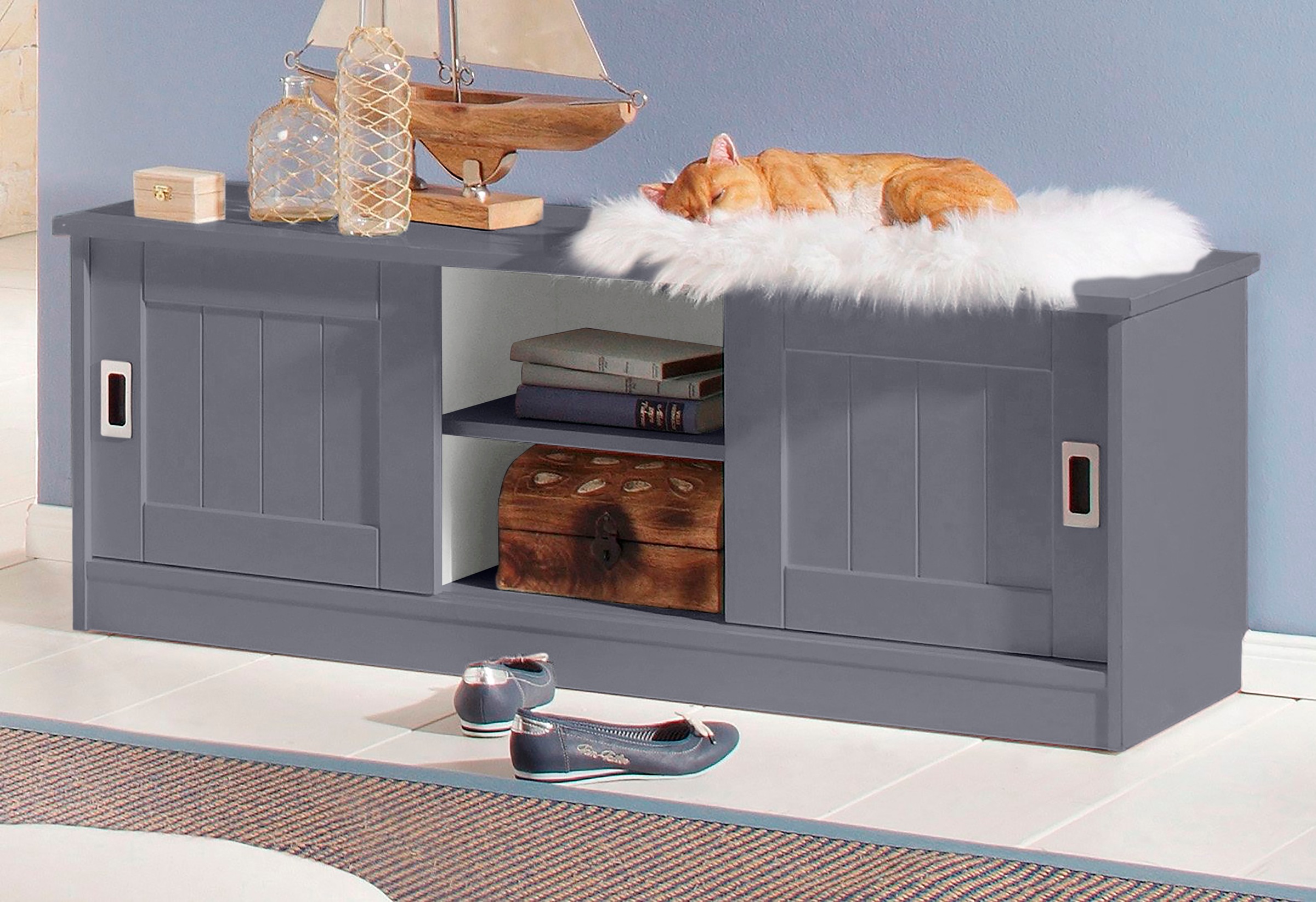 Sitzbank „Nekso“, grau B/H/T: 122 cm x 45 cm x 38,5 cm