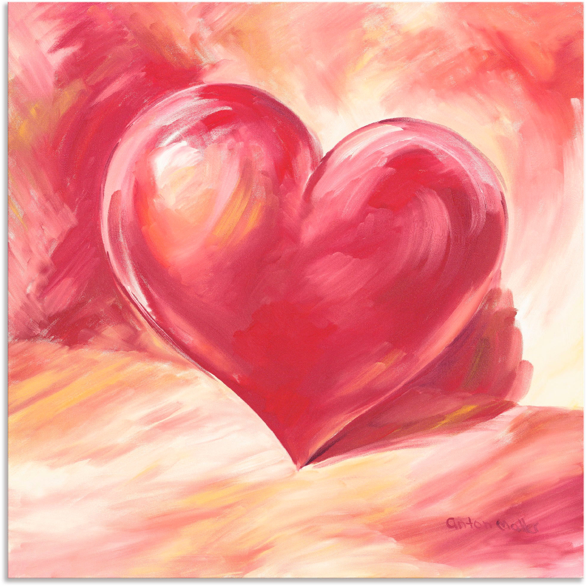 Artland Wandbild »Rosa/rotes Herz«, Herzen, (1 St.), als Alubild, Outdoorbi günstig online kaufen