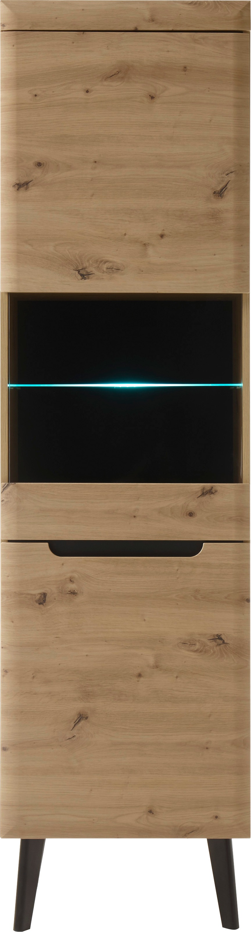 INOSIGN Vitrine »Torge, Hochschrank, Glasvitrine, Standvitrine, Vitrinenschrank«, (1 St.), in drei verschiedenen Farben verfügbar, Glastür & -boden, 53 cm breit