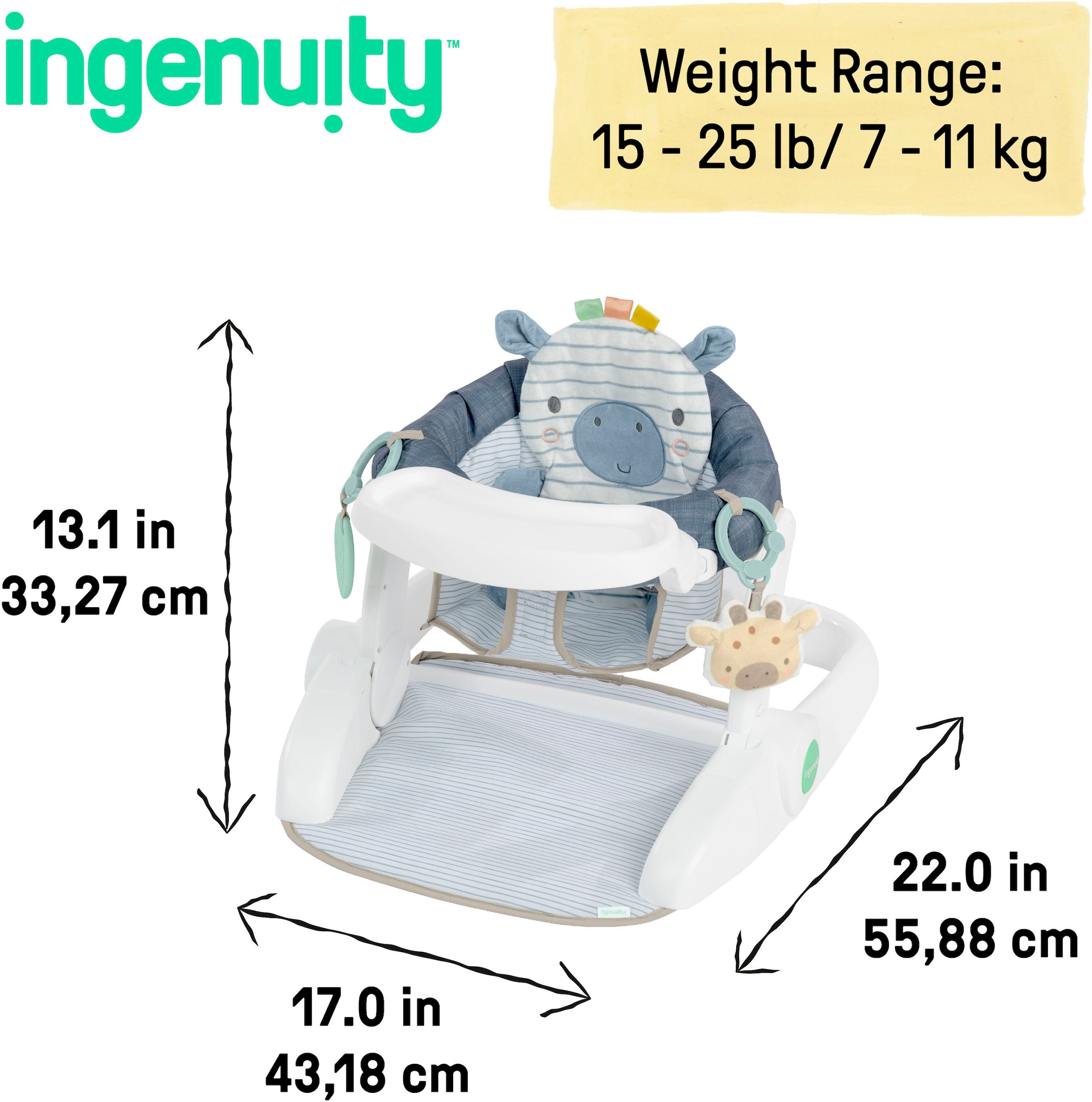 ingenuity Tischsitz »Prop Spot™ Learn-to-Sit™ - Casi™«, inklusive 2 Spielzeugen und 3 bunten Anhängern