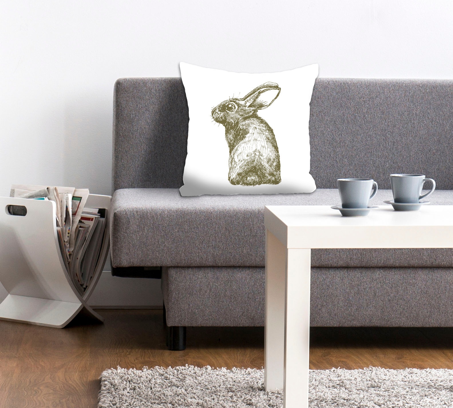 queence Dekokissen »Nika«, Kissenhülle,Hase,Abstrakt,Weiß,Minimalistisch,Ku günstig online kaufen