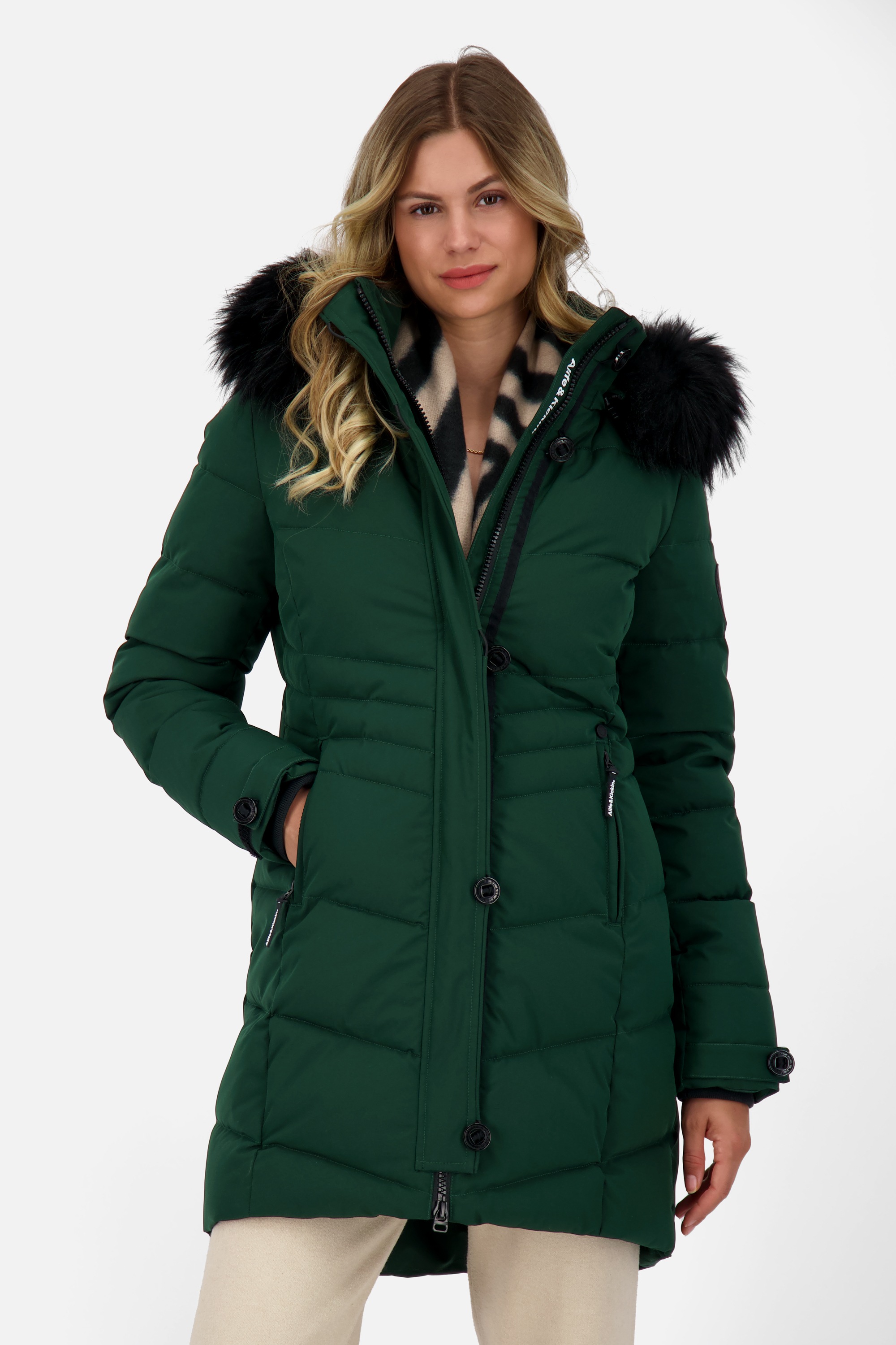 Alife & Kickin Winterjacke »Damen AmaliaAK A«, mit Kapuze, Lange gefütterte Damenwinterjacke mit abnehmbarer Kunstfellkapuze