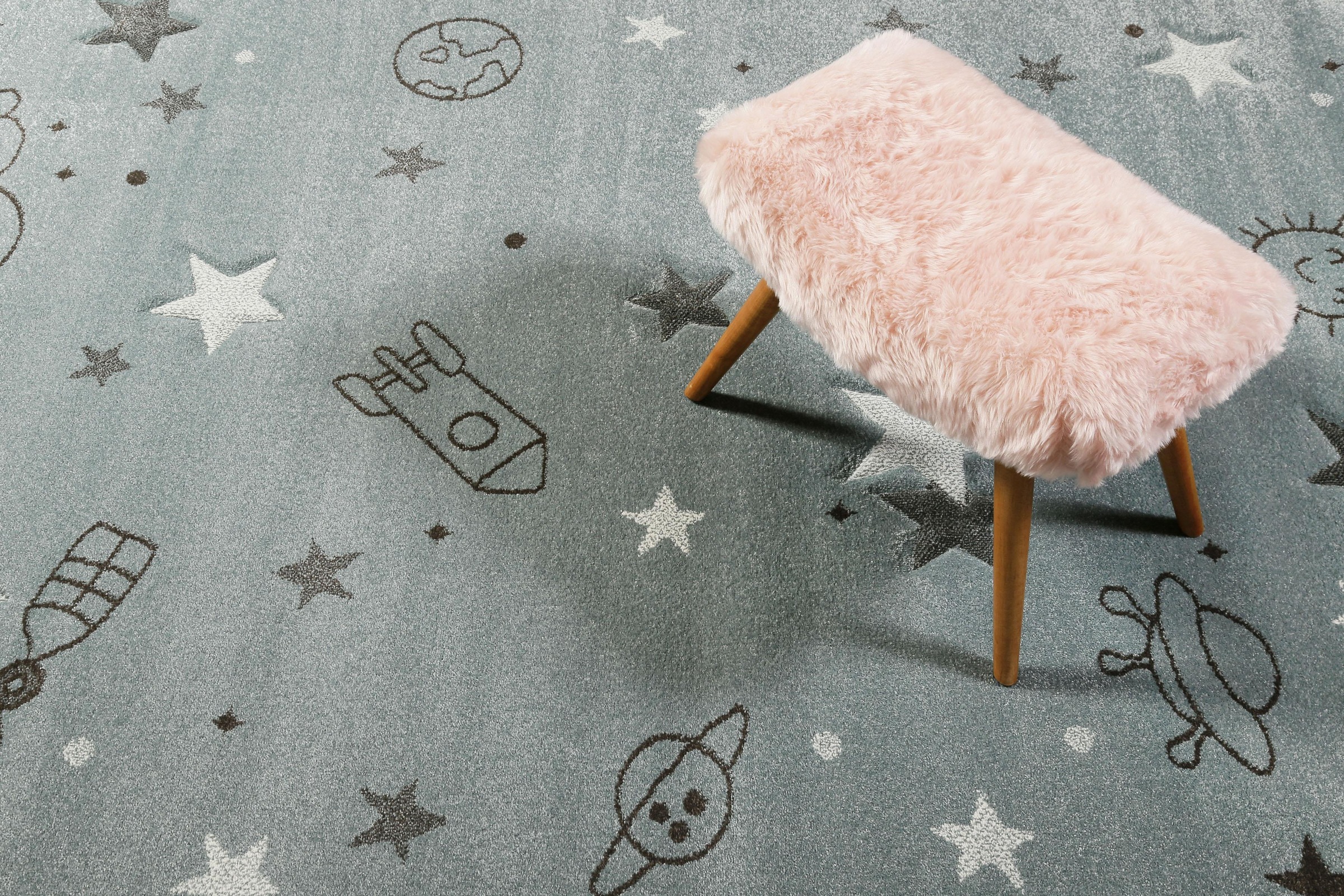Esprit Kinderteppich »Yoda ESP-21980«, rechteckig, 13 mm Höhe, Weltall Design, Astronaut, Kurzflor, Kinderzimmer