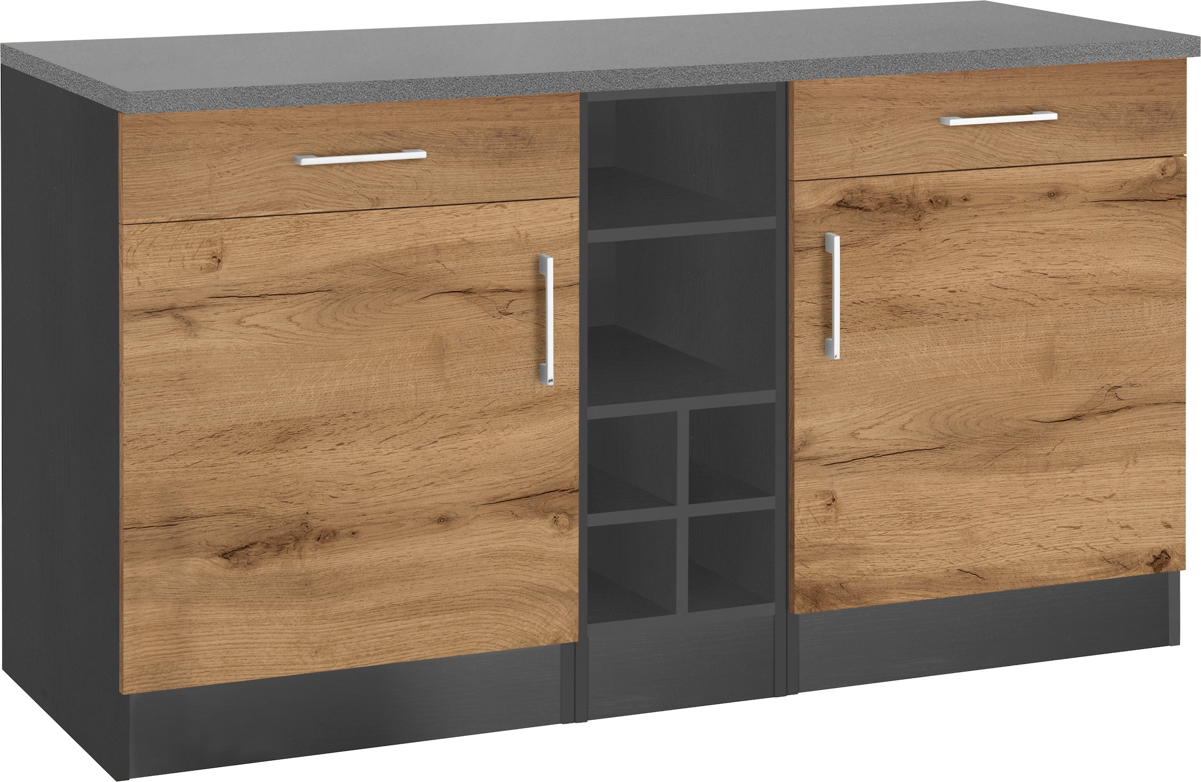 KOCHSTATION Unterschrank »KS-Colmar«, 150 cm breit, 2 Schubkästen, 2 Türen, 6 Fächer, für viel Stauraum