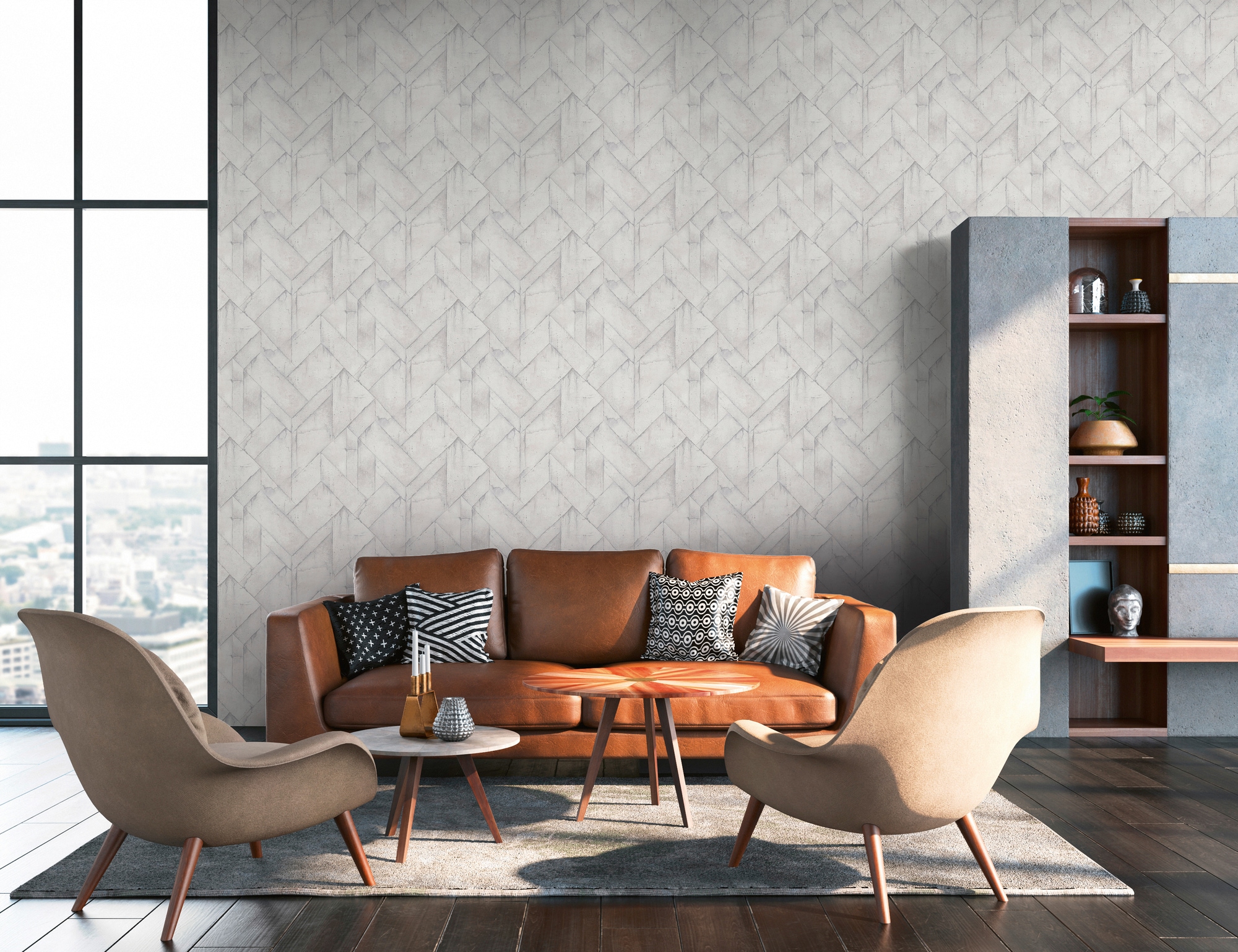 living walls Vliestapete »Industrial«, 3D-Optik-geometrisch-grafisch, Grafik Tapete Stein Tapeten Wohnzimmer Schlafzimmer Küche Design Optik