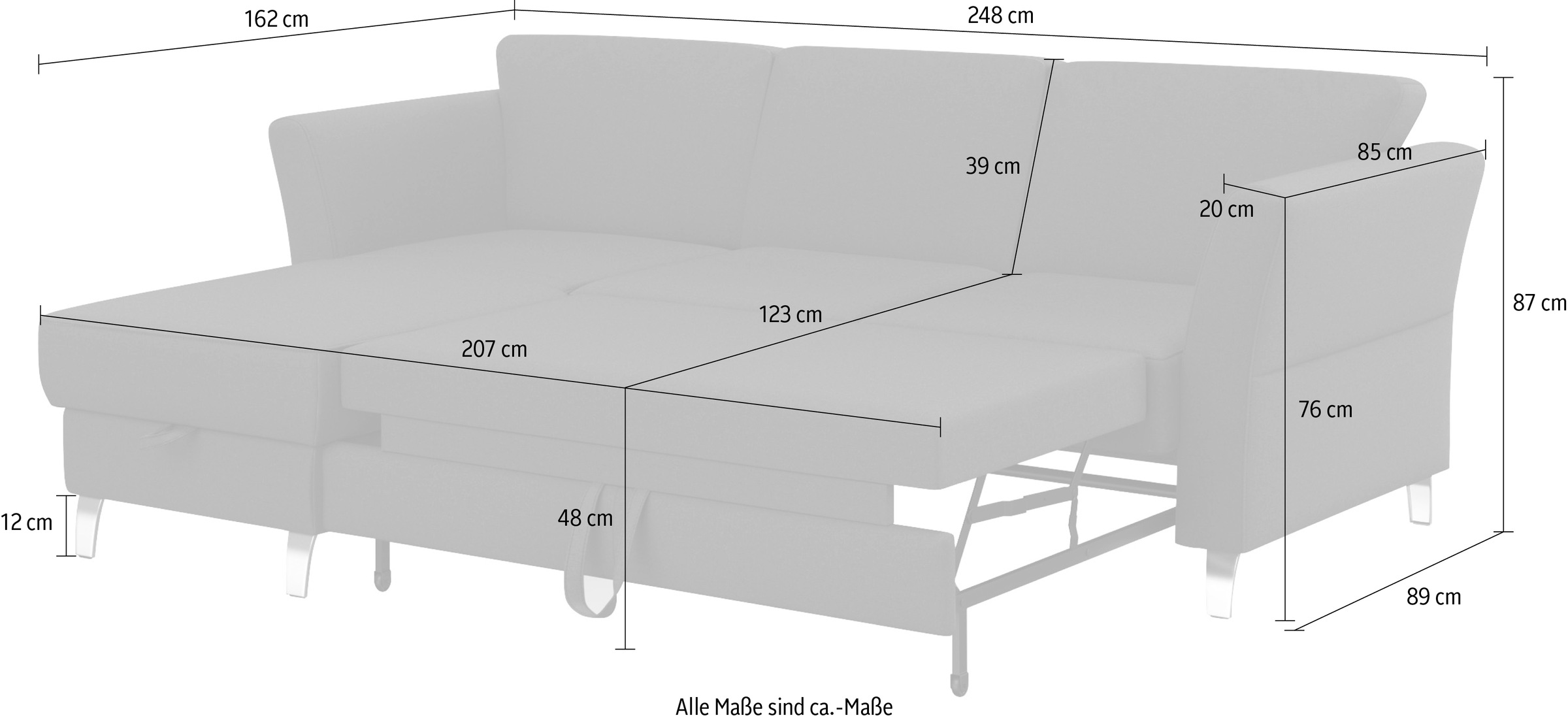 sit&more Ecksofa »Visby L-Form«, wahlweise mit Bettfunktion und Bettkasten, frei im Raum stellbar