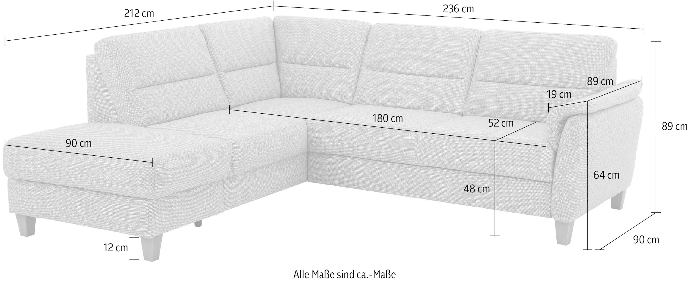 Home affaire Ecksofa »Palmera L-Form«, Federkern, wahlweise mit Bettfunktion und mit/ohne Stauraum