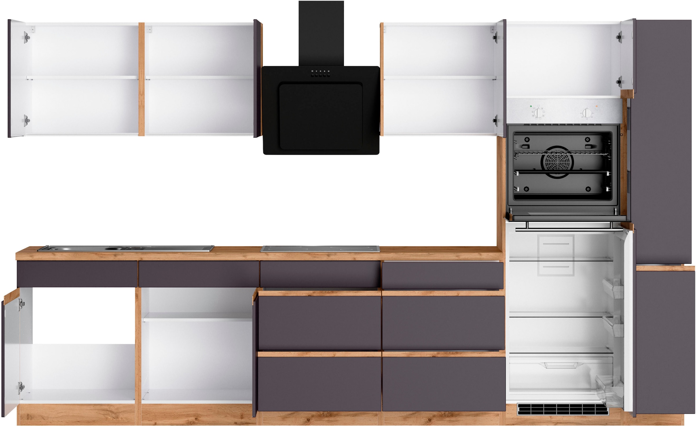 KOCHSTATION Küchenzeile »KS-Riesa« Stellbreite 330 cm, ohne E-Geräte