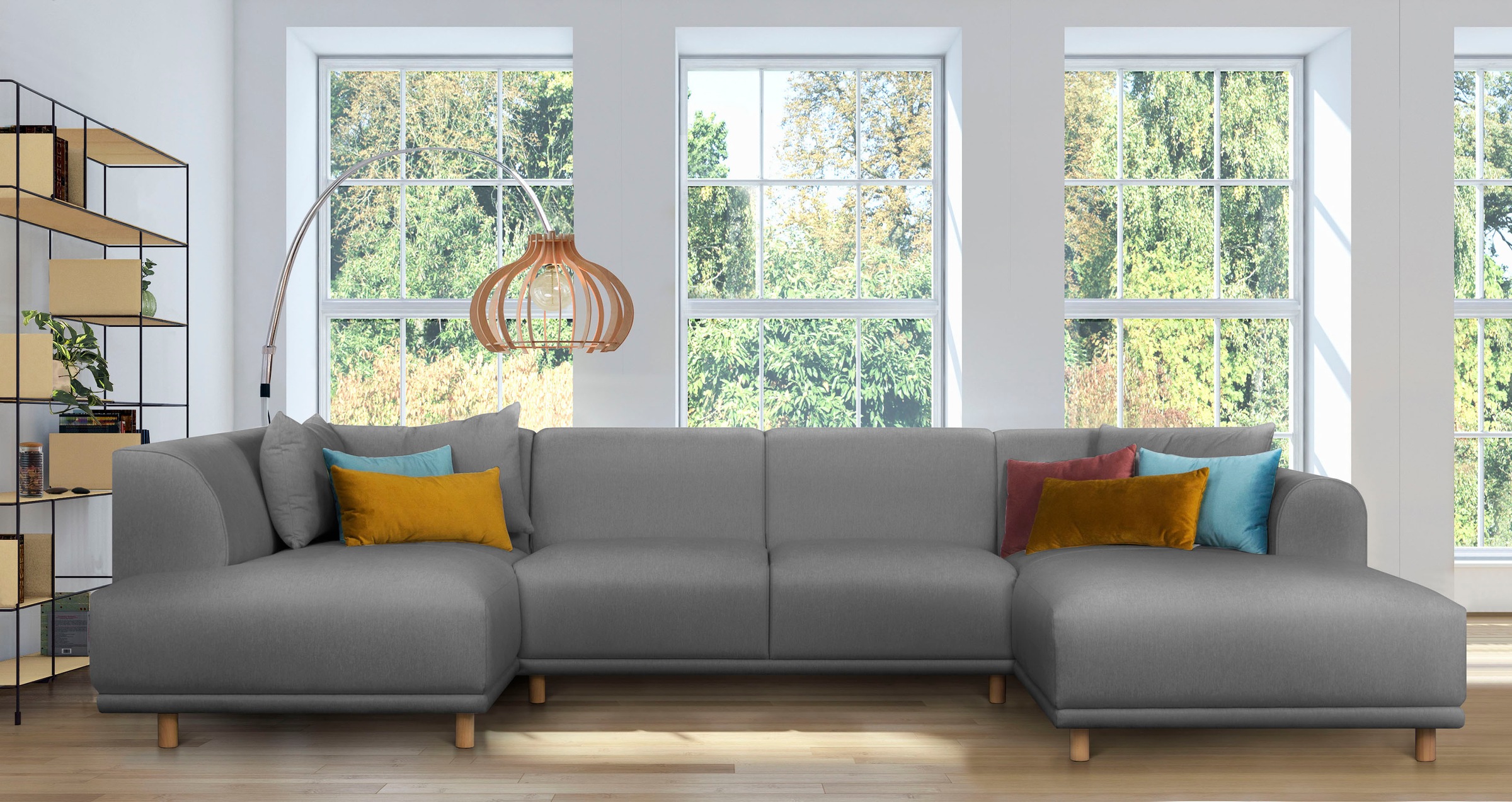 andas Wohnlandschaft »Maroon U-Form« in skandinavischem Design, mit losen K günstig online kaufen