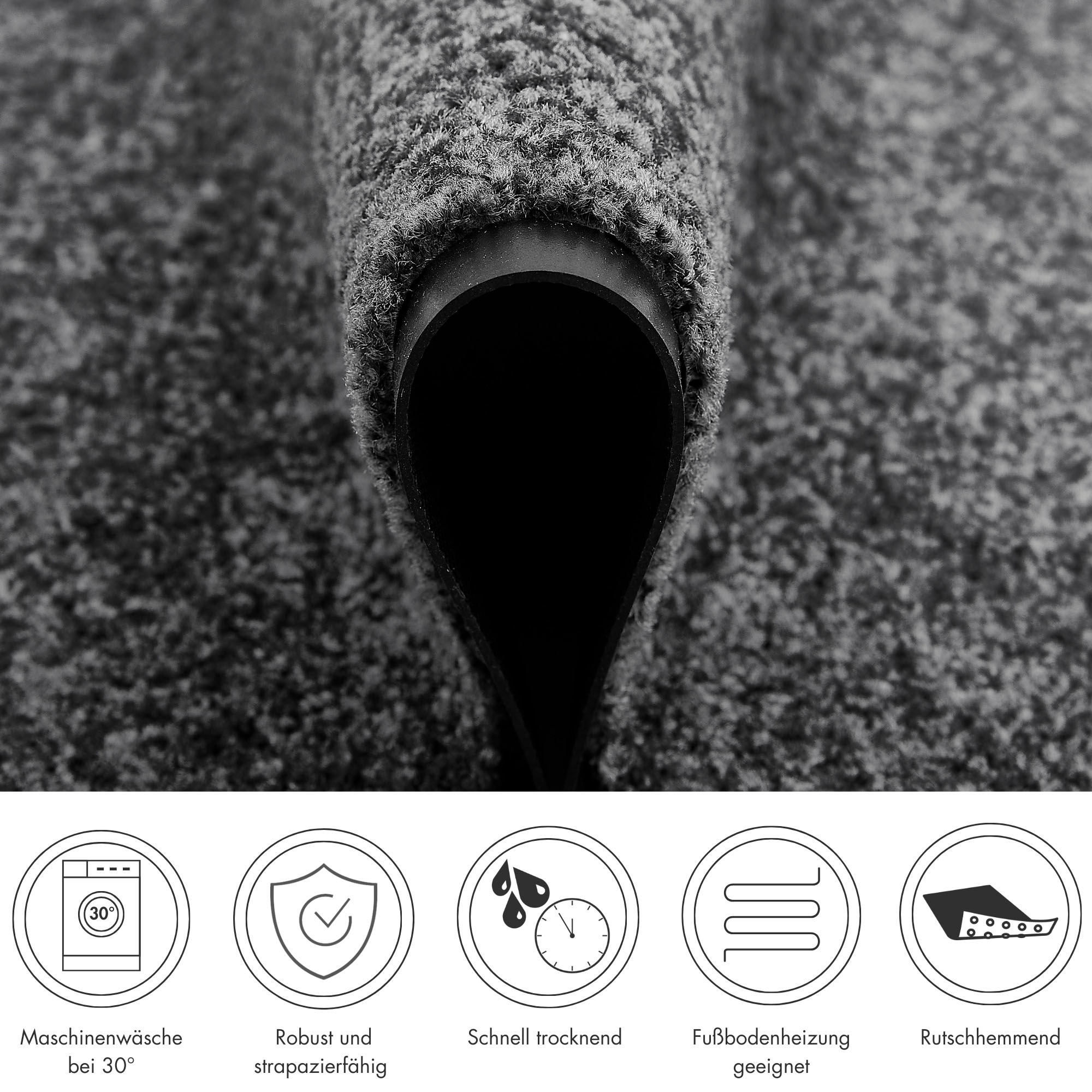 my home Fußmatte »Fresh Step, Made in Belgium«, rechteckig, 7 mm Höhe, für den Eingangsbereich, Uni-Farben, rutschhemmend, robust, waschbar