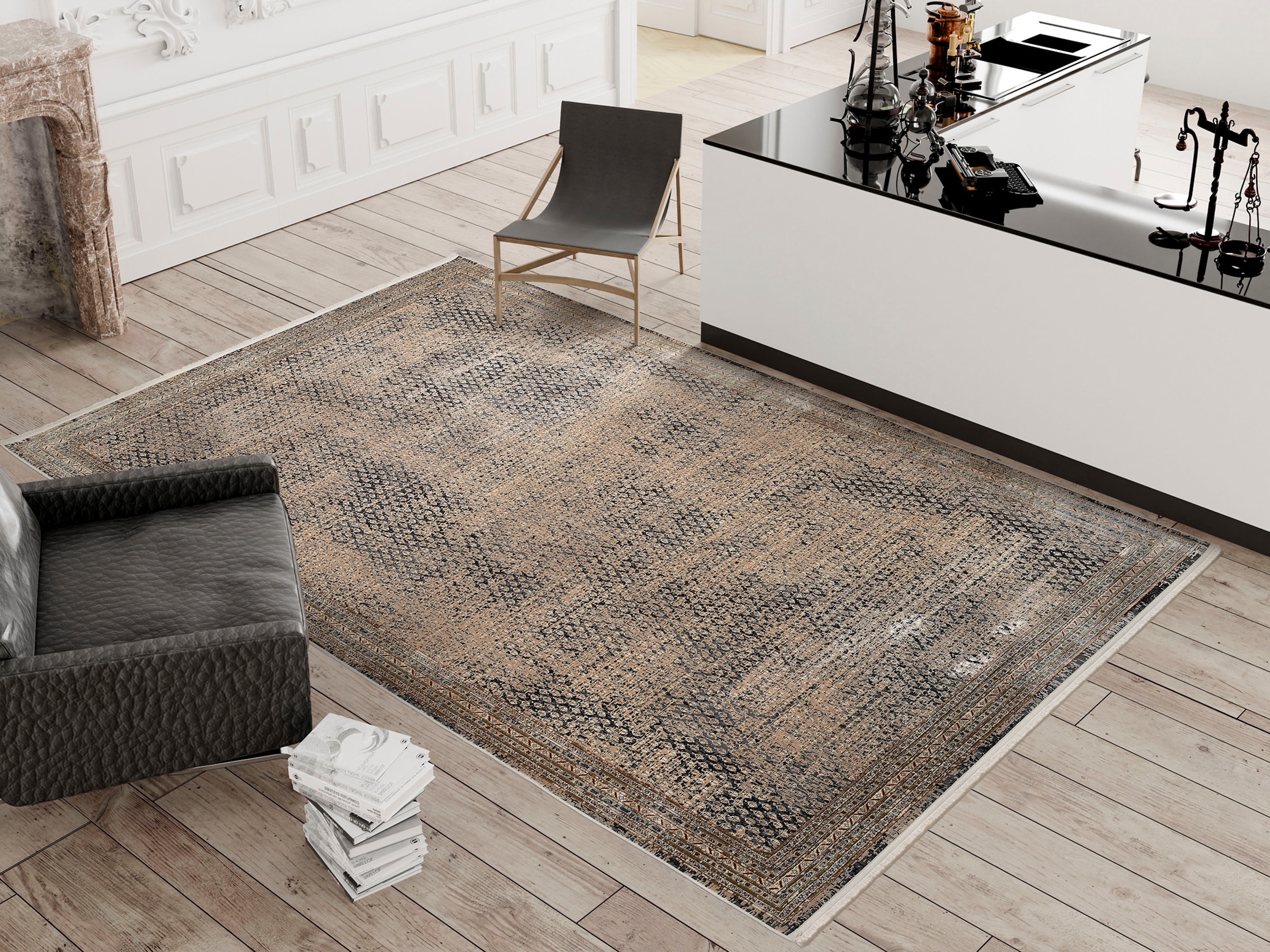 WK WOHNEN Teppich »POINTS«, rechteckig, 7 mm Höhe, hochwertiger Materialmix mit seidigem Glanz