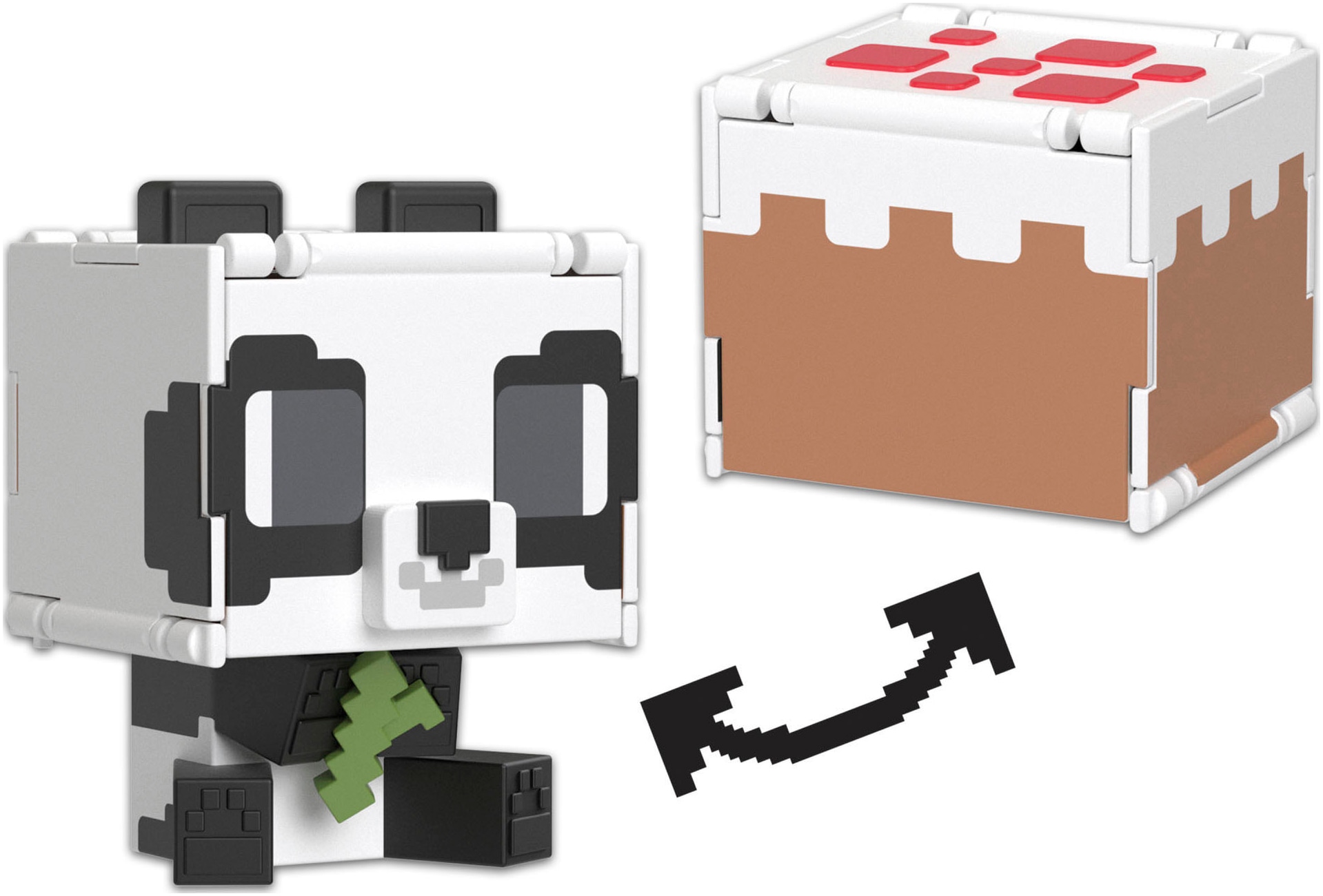 Mattel® Actionfigur »Minecraft Flippin’ Figs 2in1 - Panda + Cake«