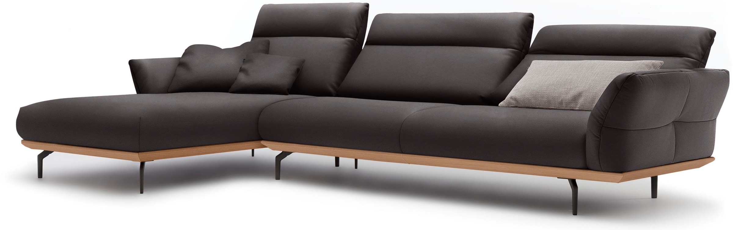 Creation BY ROLF BENZ Ecksofa »CR.460«, Sockel in Eiche, Winkelfüße in Umbragrau, Breite 338 cm