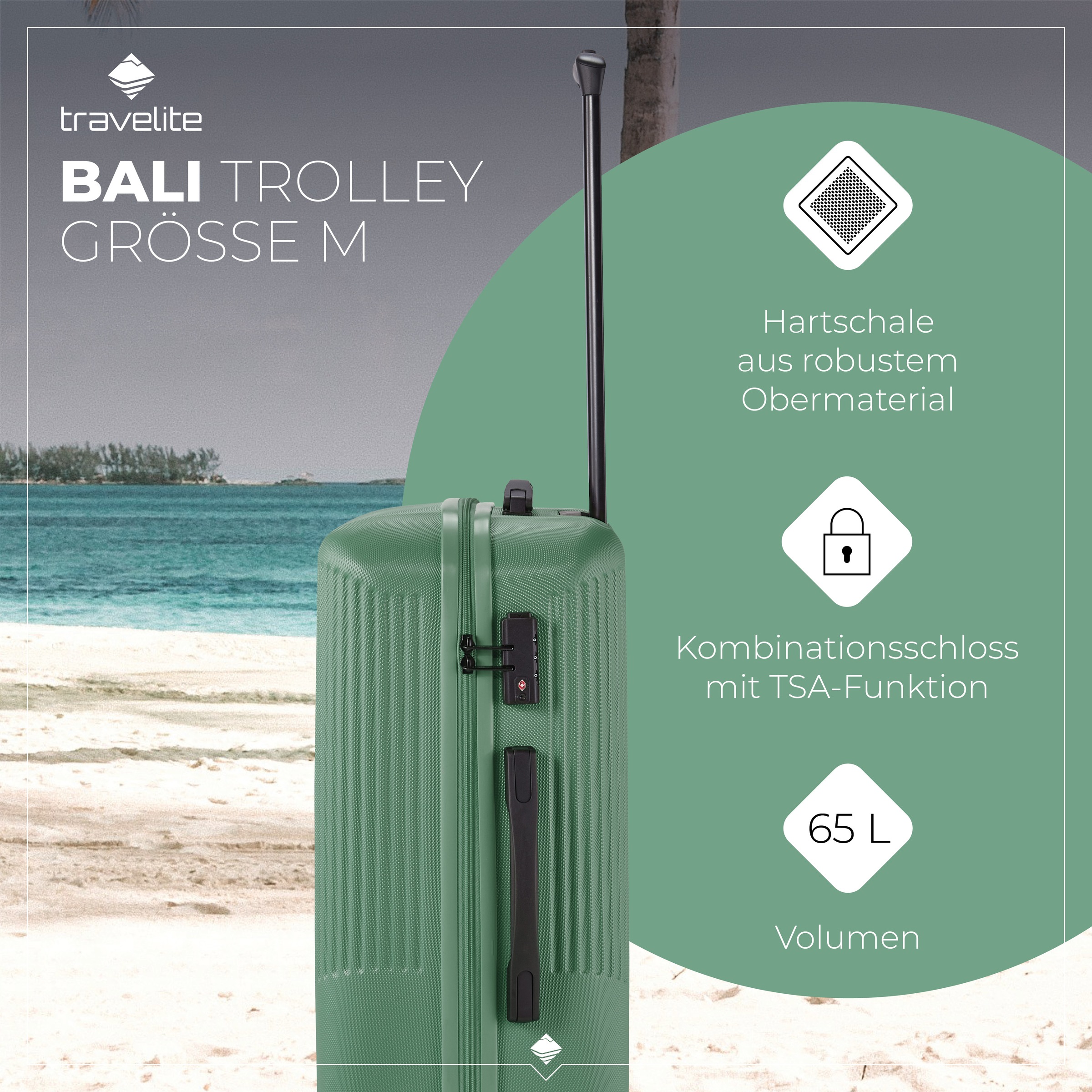 travelite Hartschalen-Trolley »BALI, in verschiedenen Größen und Farben«, 4 Rollen, Hartschallenkoffer Reisegepäck Reisekoffer TSA Schloss