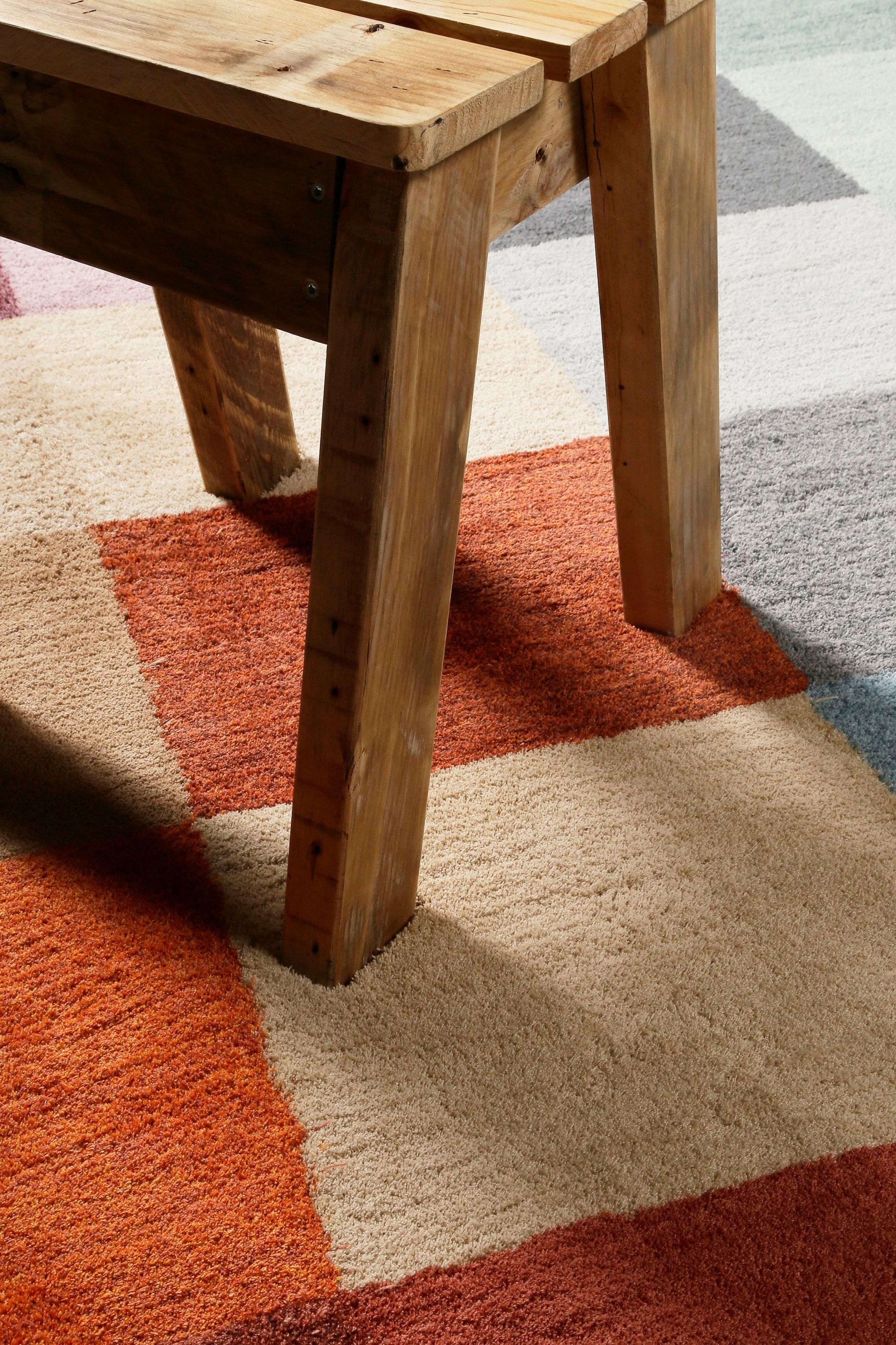 Esprit Teppich »Loft Karo«, rechteckig, 20 mm Höhe, Wohnzimmer, bunt kariert, sehr weicher Flor, dicht gewebt, robust