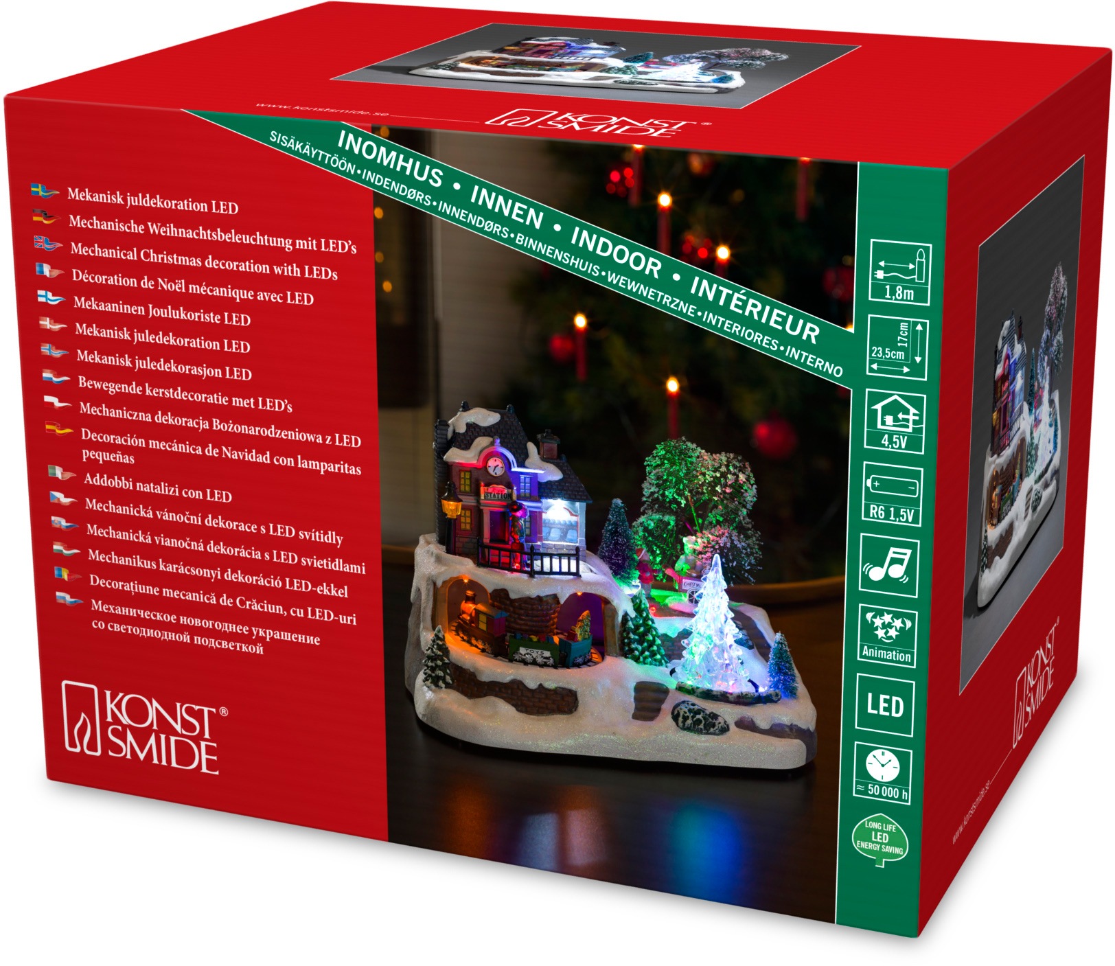 bestellen KONSTSMIDE »Bahnhof, Weihnachtsdeko«, Animation und Weihnachtsliedern 8 Weihnachtshaus mit Kristallweihnachtsbaum,