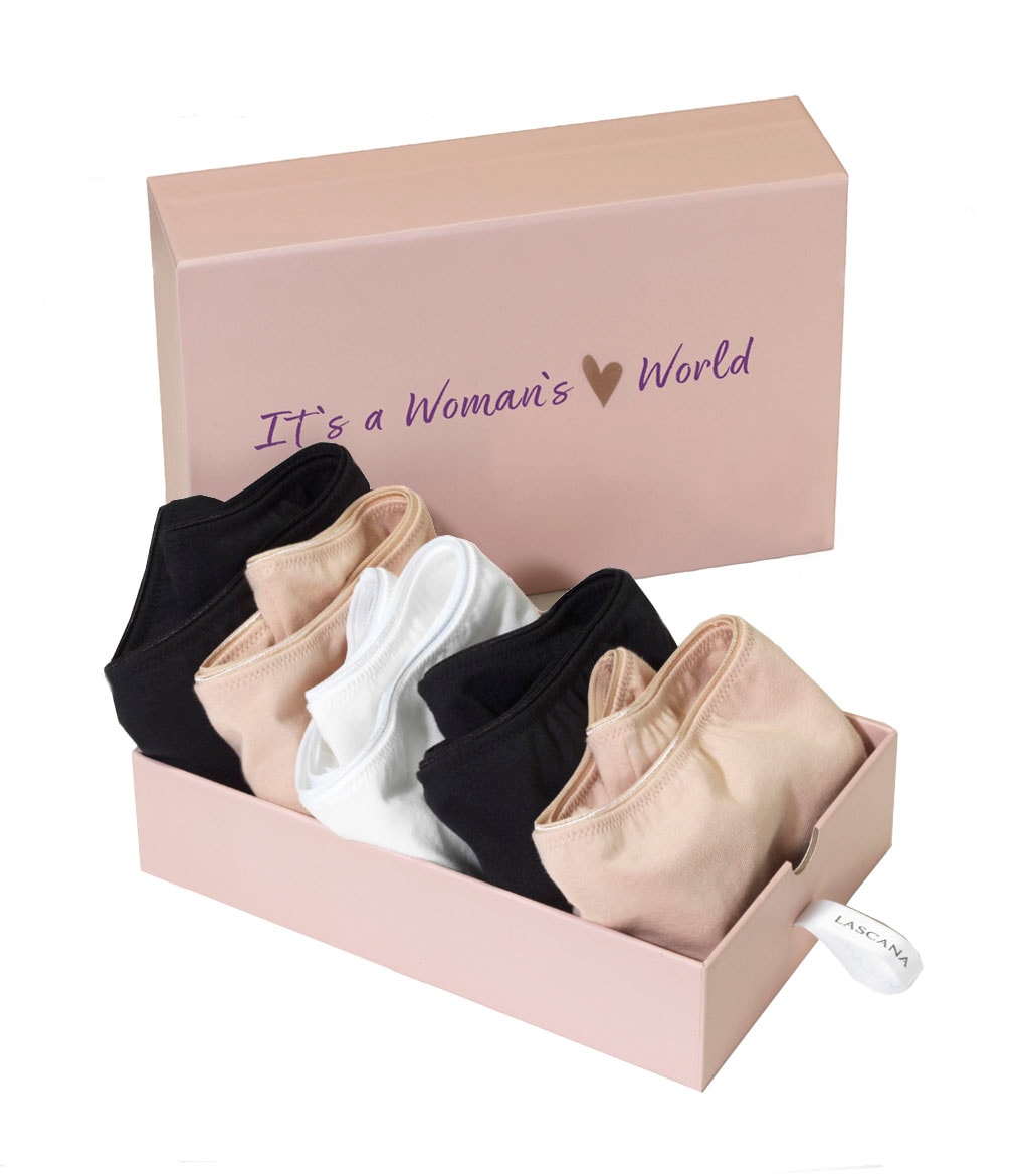 LASCANA Panty, (5er-Pack), aus Baumwolle, mit schöner Aufbewahrungsbox
