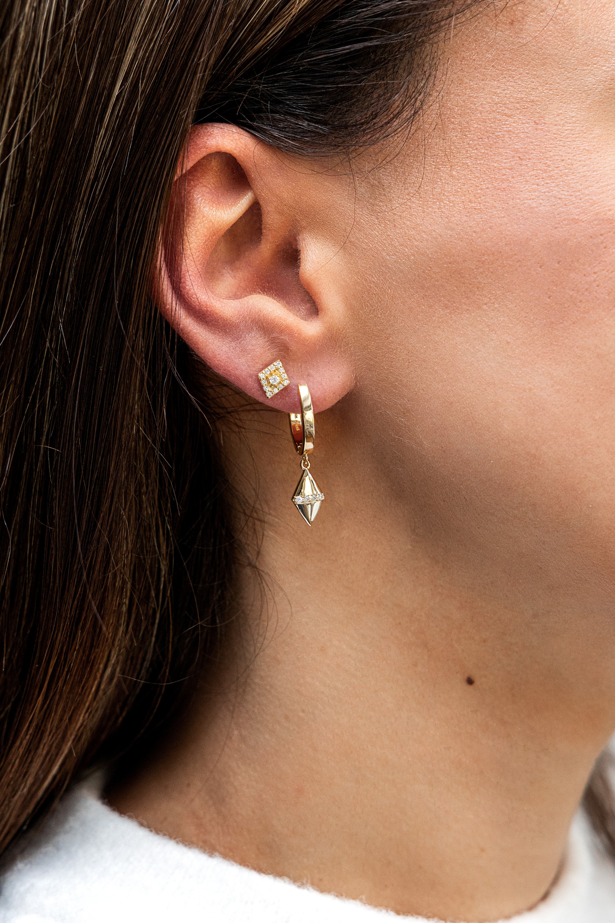 CAÏ Paar Ohrstecker »925 Sterling Silber vergoldet Raute Zirkonia«