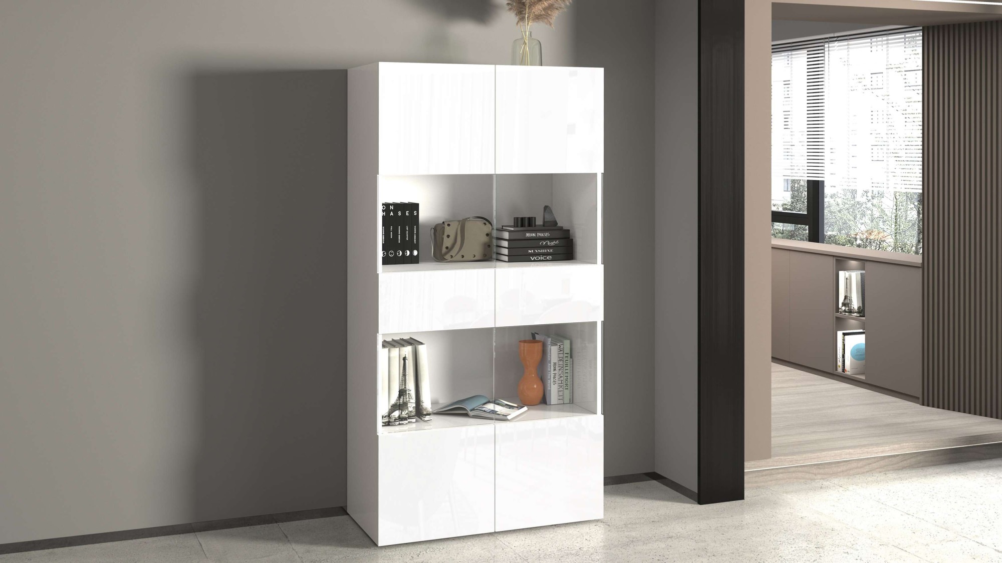 INOSIGN Vitrine »Egypt«, komplett hochglanz lackiert, 2 Glastüren