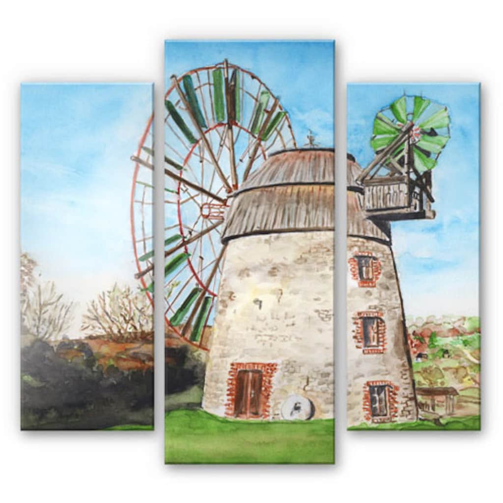 Wall-Art Mehrteilige Bilder »Holland Windmühle (3-teilig)«, (Set, 3 St.)