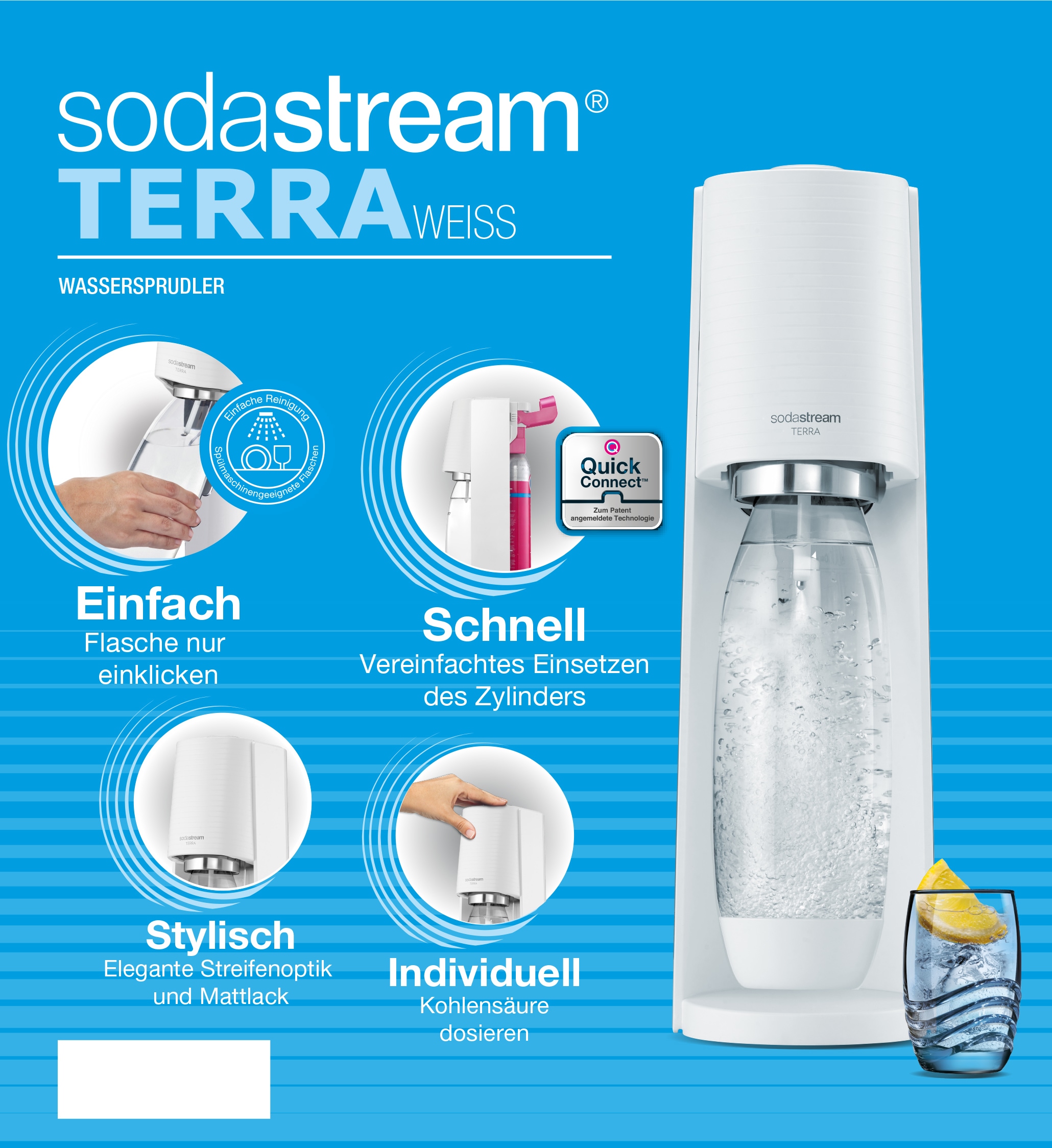 SodaStream Wassersprudler »TERRA Vorteilspack«, &CO2-Zylinder,1L, 0,5 LKunststoff-Flasche