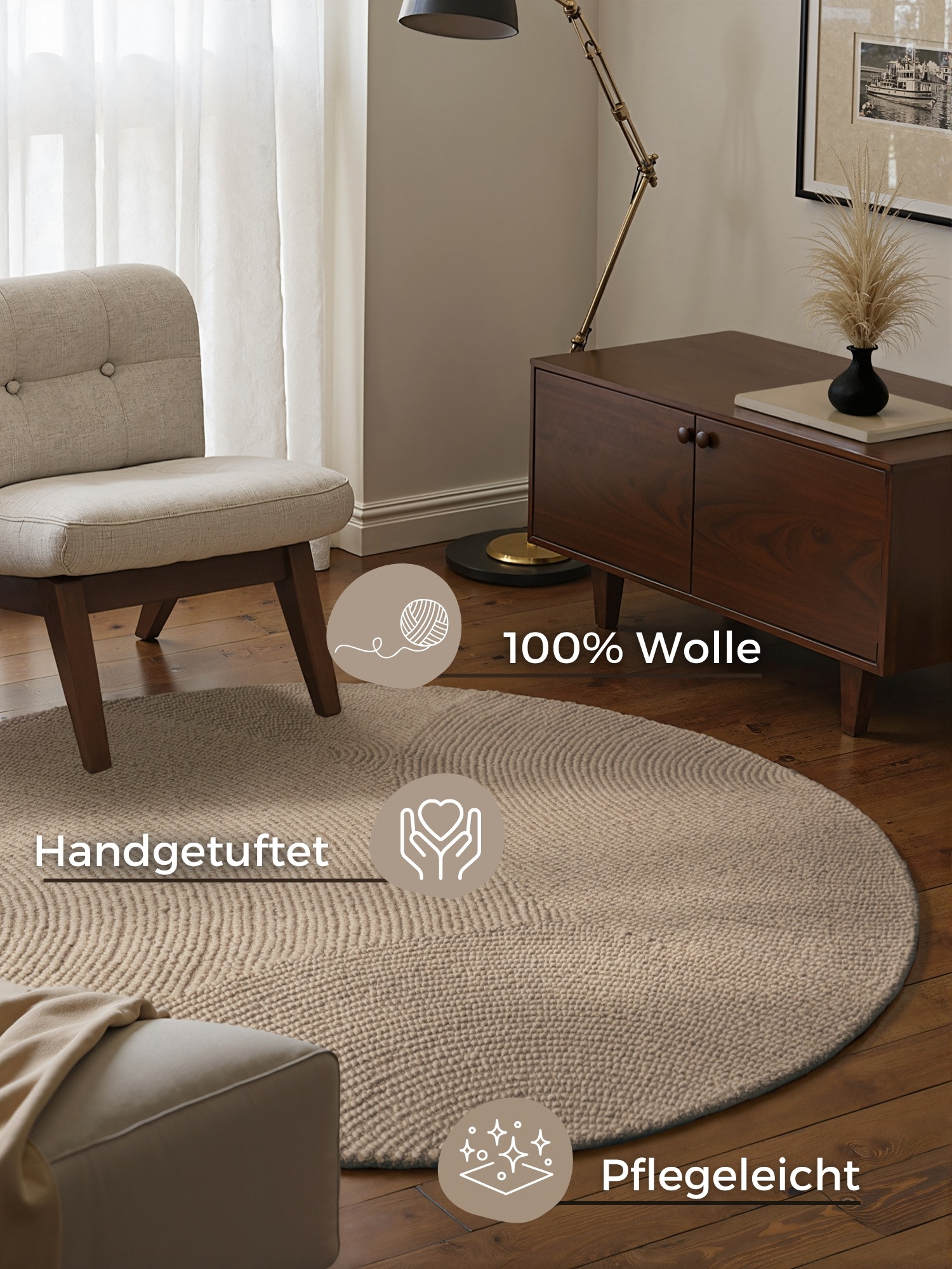 HANSE Home Wollteppich »Eleni«, rechteckig, 18 mm Höhe, Handgetuftet, Wolle, Natur, Wohnzimmer, Schlafzimmer, Skandi, Hygge