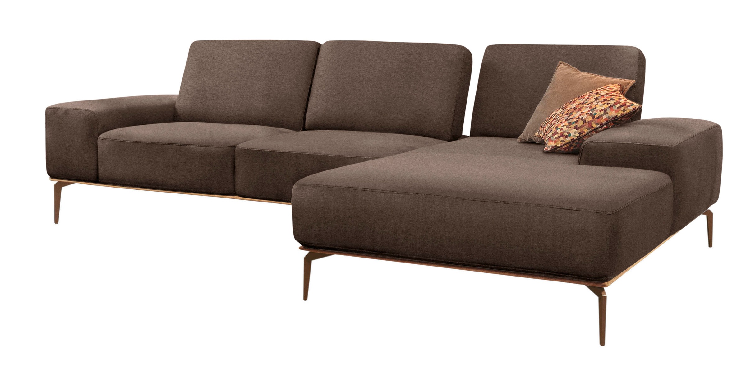 W.SCHILLIG Ecksofa »run, Designsofa mit tollem Sitzkomfort, bequem, L-Form«, mit Holzsockel, Füße in Bronze pulverbeschichtet, Breite 319 cm
