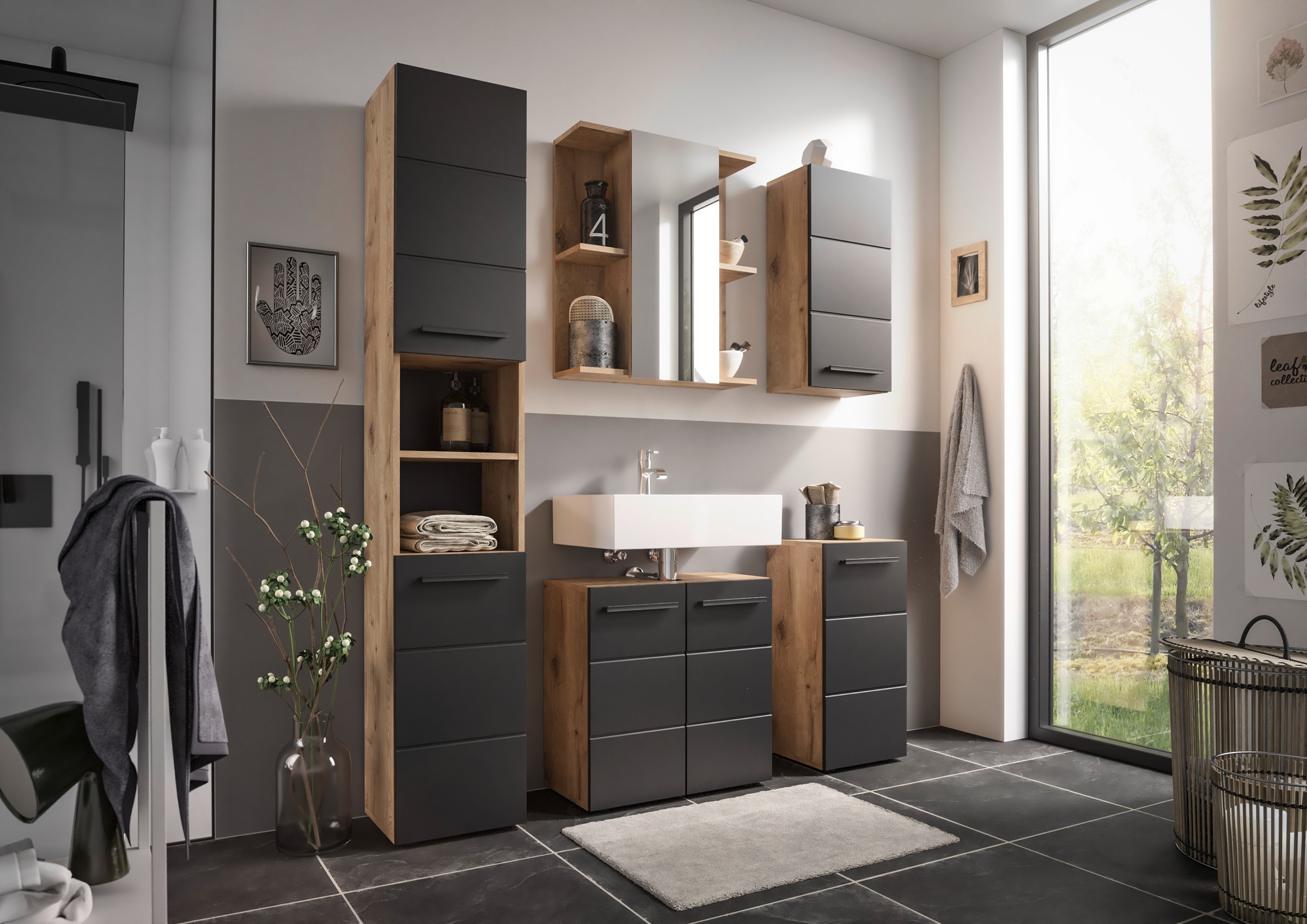 BASIC by Balculina Hängeschrank »Rom BxHxT 34x70x23 cm« 1 Stk. tlg. Breite 34cm, Kunststoffgriffe, Made in Europa