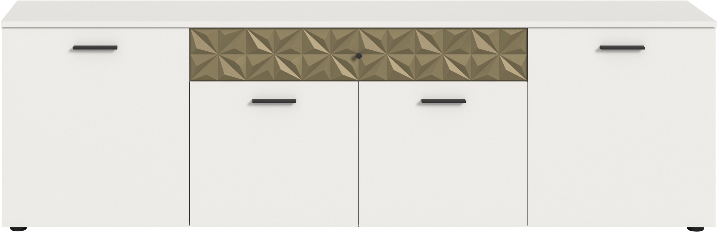 INOSIGN Lowboard »Vicenza, Breite 190cm, Ornamentabsetzung, 4 Türen, 1 Schubkasten«, 8 Fächer, Metallgriffe, TV-Schrank, Fernsehschrank, Mediaboard