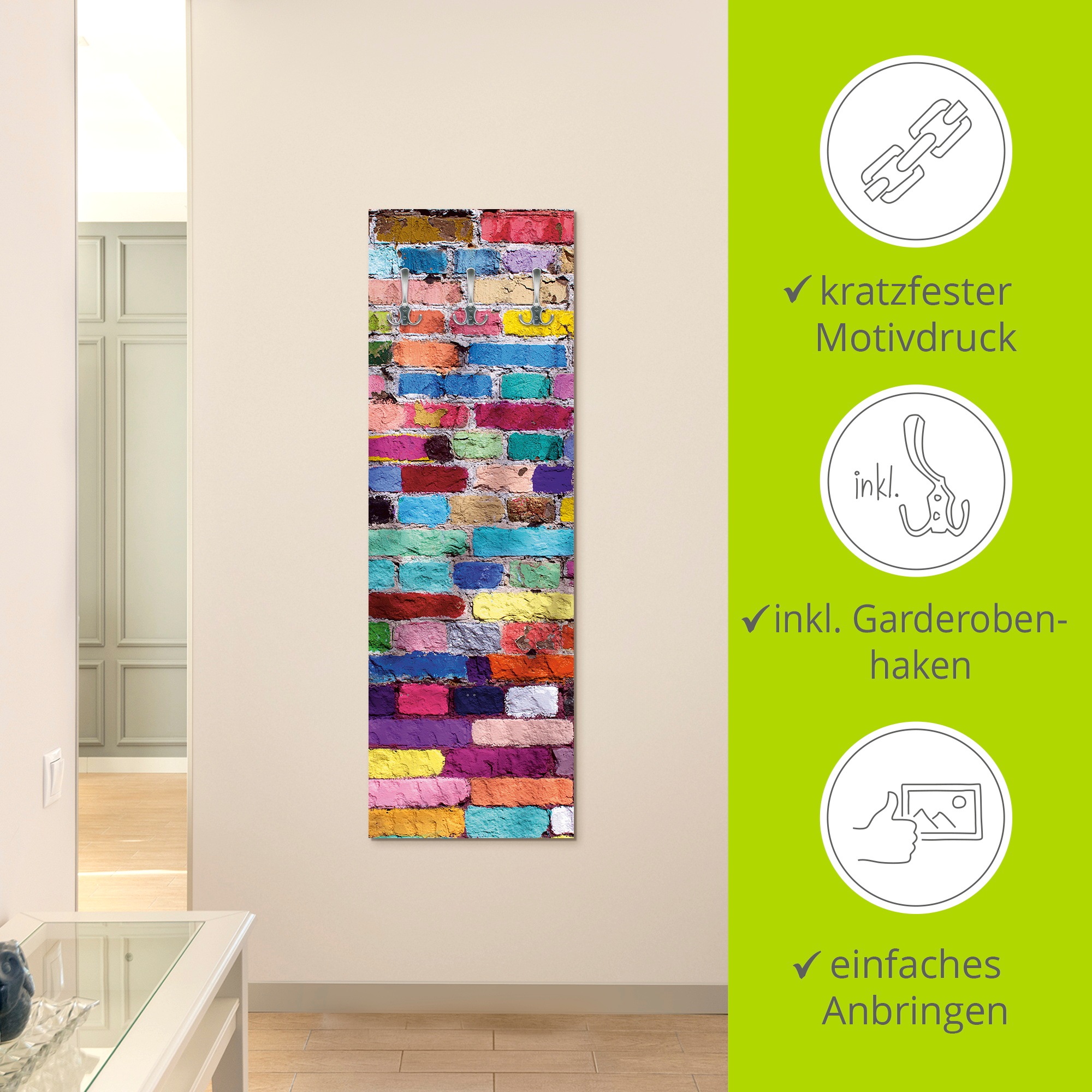 Artland Garderobenleiste »Bunte Mauer«, teilmontiert