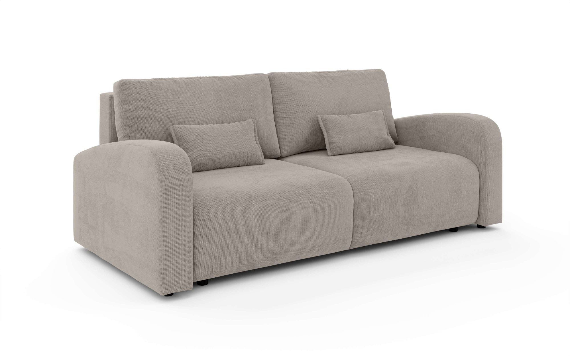 INOSIGN 3-Sitzer »JIGGS wahlweise Schlafsofa mit Bettkasten, Maße B/H/T: 228/96/110 cm«, Sofa mit Wellenunterfederung, enthält 2 Rückenkissen und 2 Zierkissen