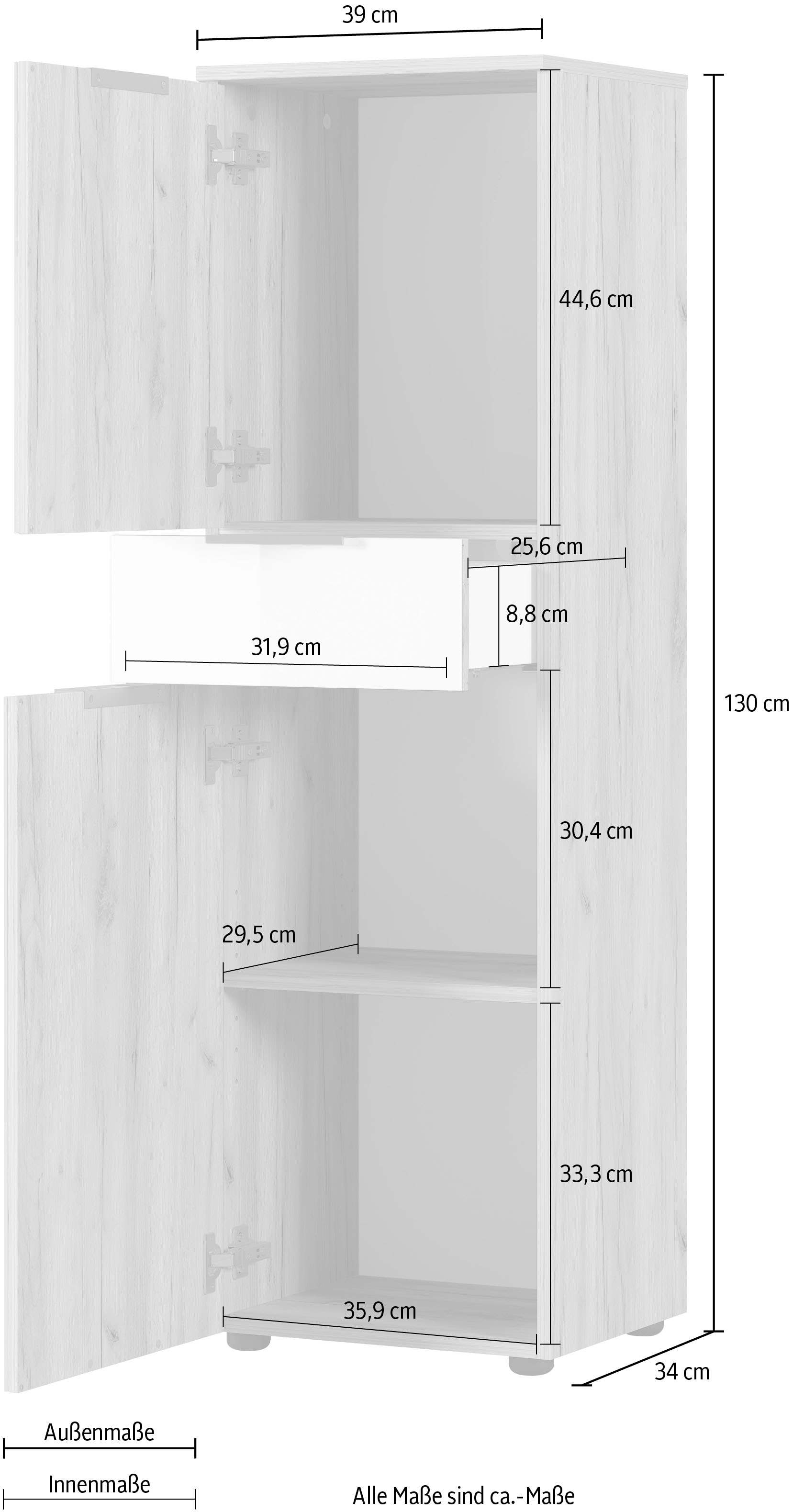 GERMANIA Midischrank »Avino«, Breite 39 cm, Glasfronten, Soft-Close-Funktion